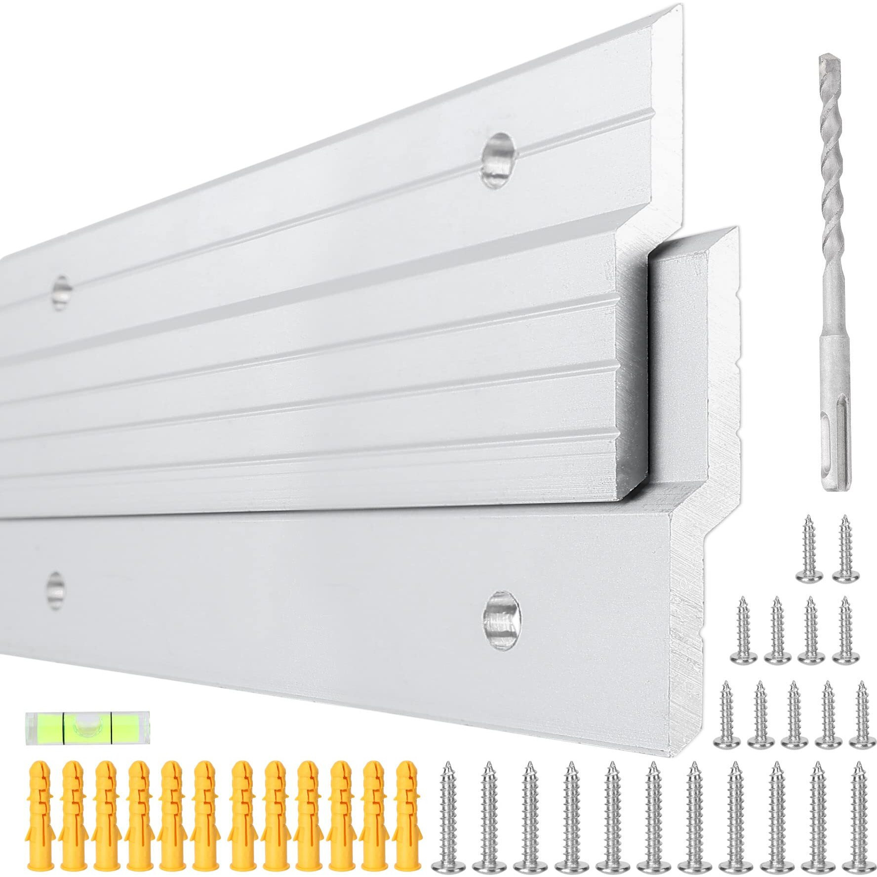 2-Pairs Heavy Duty 41 Inch Aluminum Alloy French Cleat Hanger, Z Bar Clips Mount For Mirror And Picture, 500-Pound Max Load Secure Wall Mounting Interlocking Brackets Z-Hangers, Hardware Include