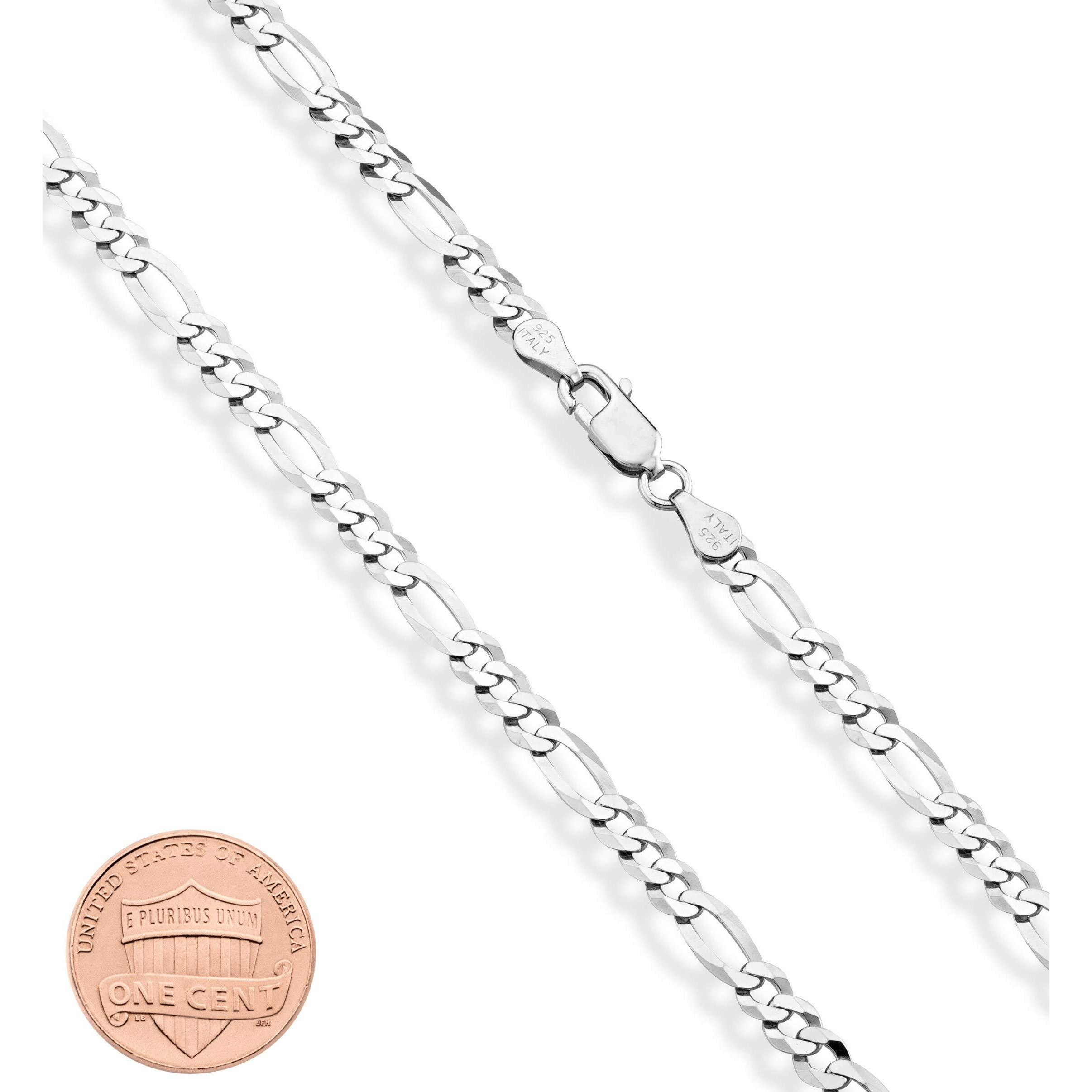 Miabella 925 Sterling Silver Italian 5Mm Diamond-Cut Figaro Link Chain Necklace For Women Men, Made In Italy (16 Inches ((Women's Choker Length))