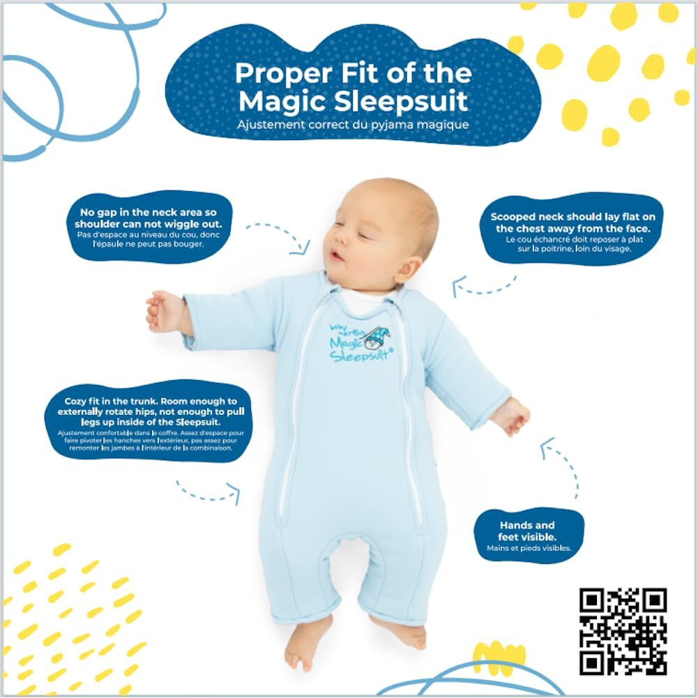 Magic Sleepsuit Baby Merlin's 100% Cotton Baby Transition Swaddle - Baby Sleep Suit - Blue - 3-6 Months
