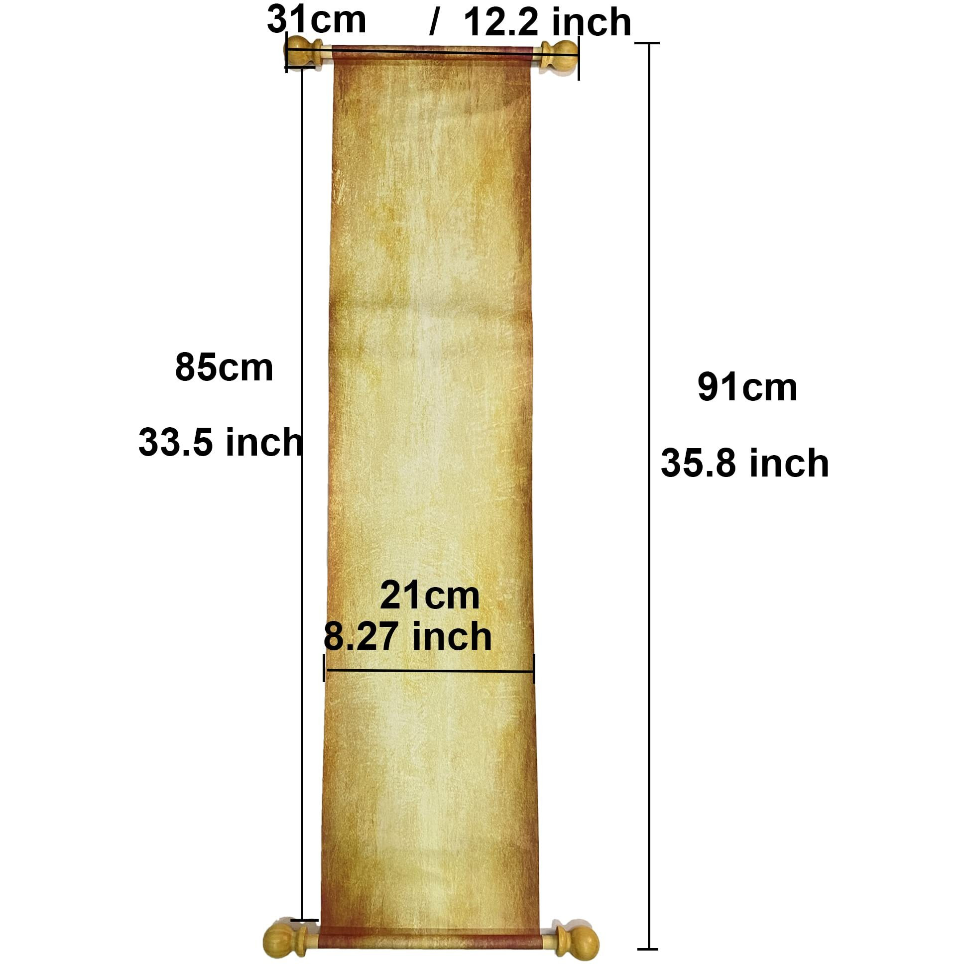Mirashine Blank Scroll Paper With Wood Rods 8.25 X 36 Inch For Writing, Weding Vows, Invitation, Props, Cosplay, Renaissance Festivals, Naughty Or Nice List