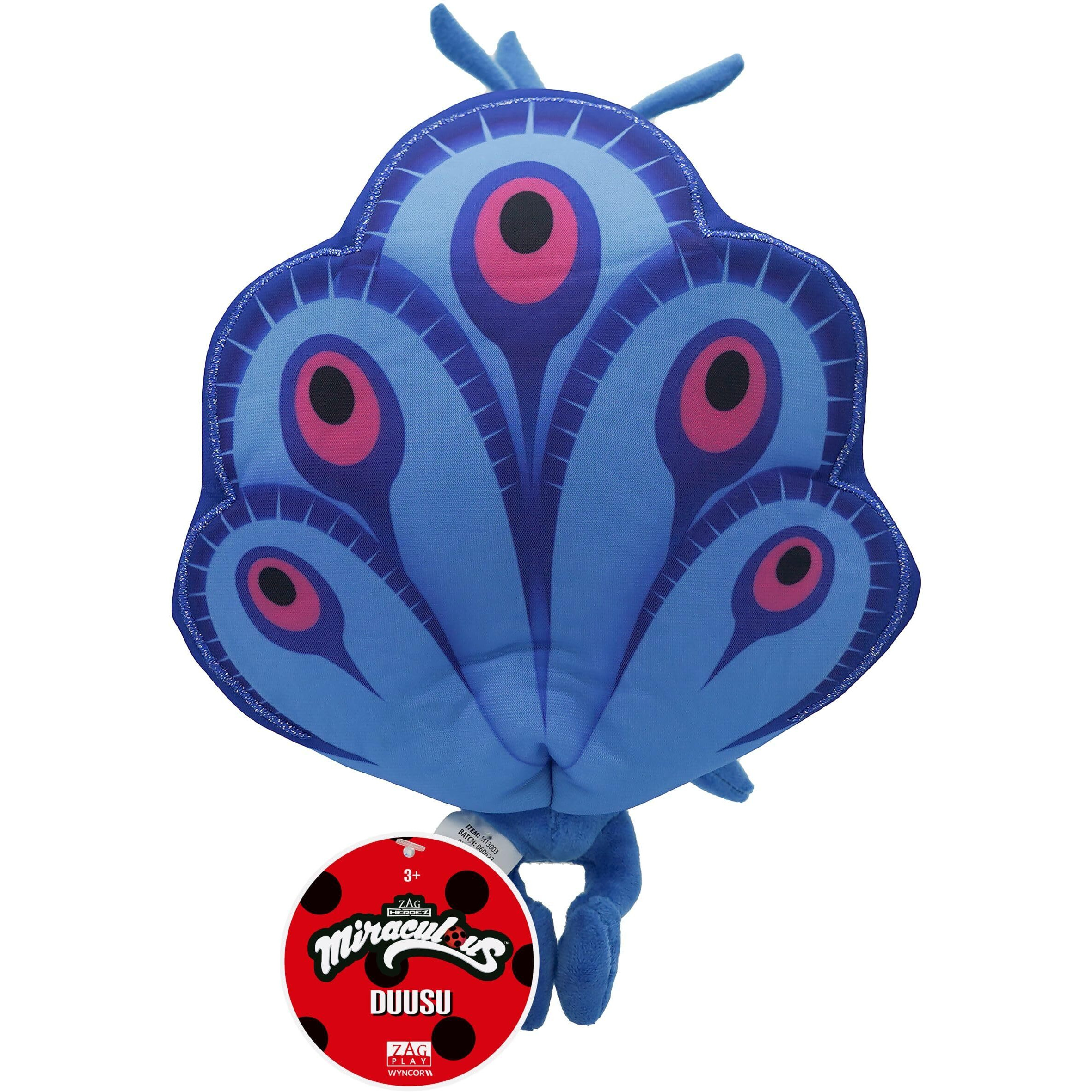 Miraculous Ladybug - Kwami Mon Ami Duusu, 9-Inch Peacock Plush Toys For Kids, Super Soft Stuffed Toy With Resin Eyes, High Glitter And Gloss, And Detailed Stitching Finishes (Wyncor)