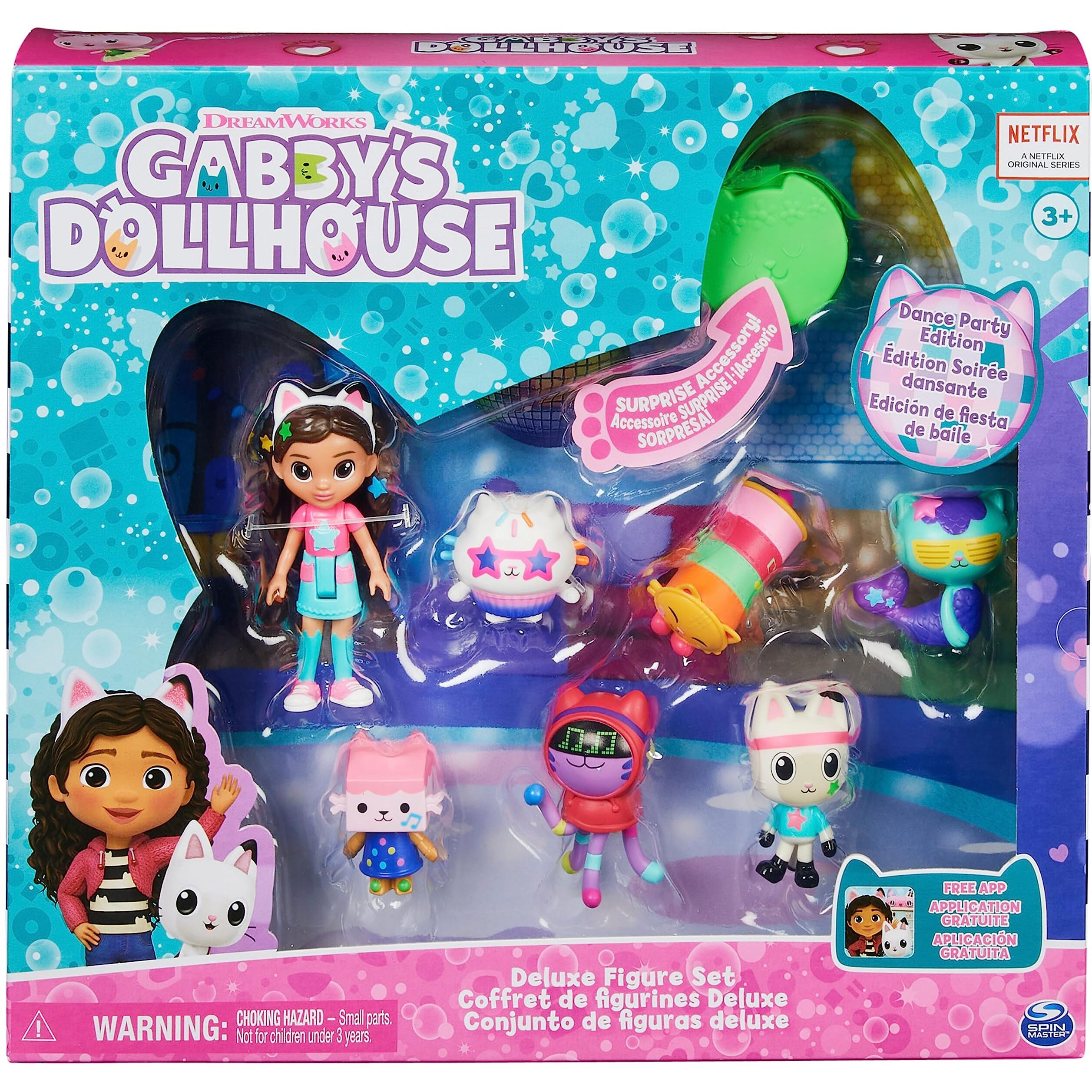 Gabbys Dollhouse, Dance Party Theme Figure Set With A Gabby Doll, 6 Cat Toy Figures And Accessory Kids Toys For Ages 3 And Up