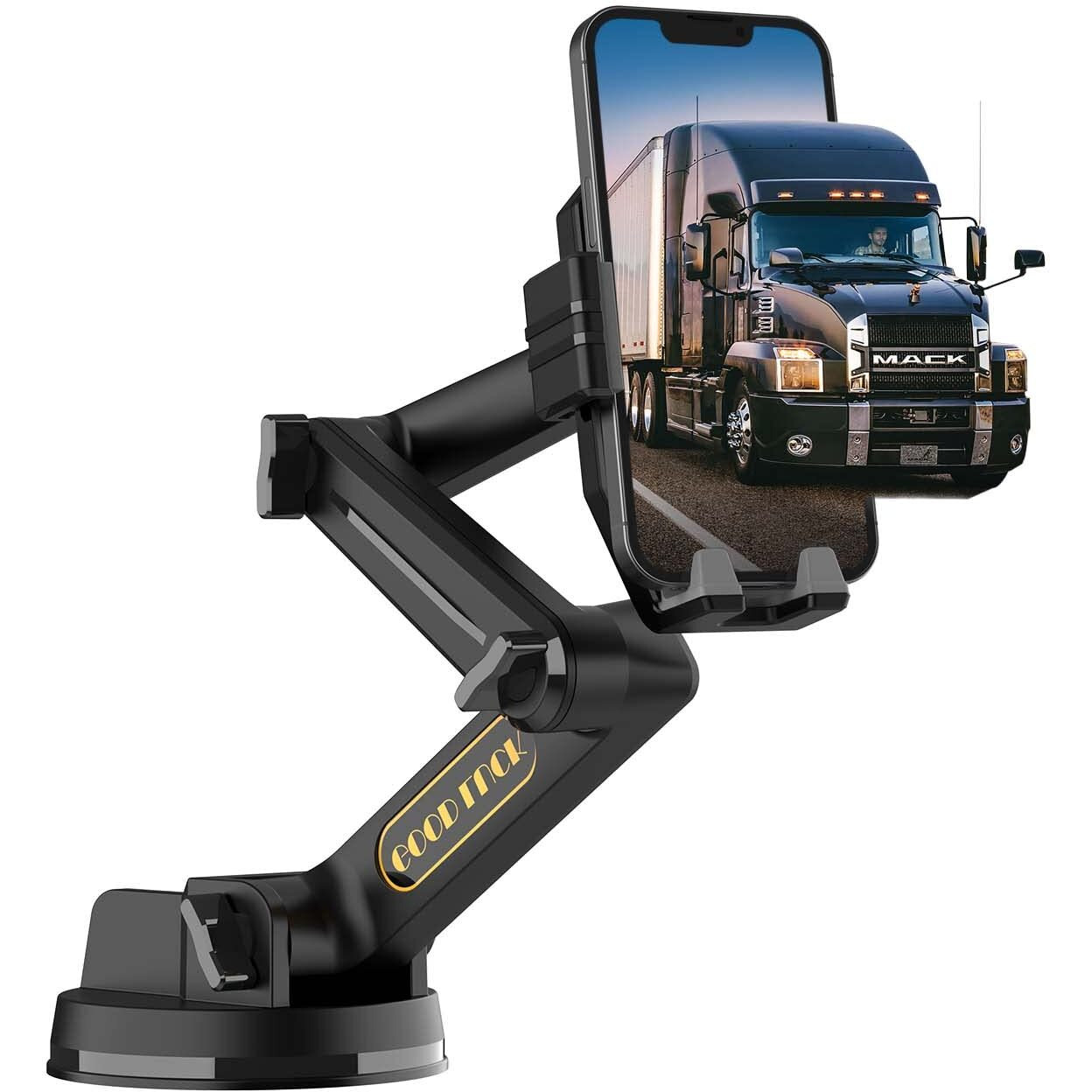 Wuitin Truck Phone Holder Mount,Car Phone Holder,Dashboard Windshield Phone Holder 16.9 Inch Long Arm,Super Suction Cup Compatible With Pickup Truck,Commercial Truck And All Phone