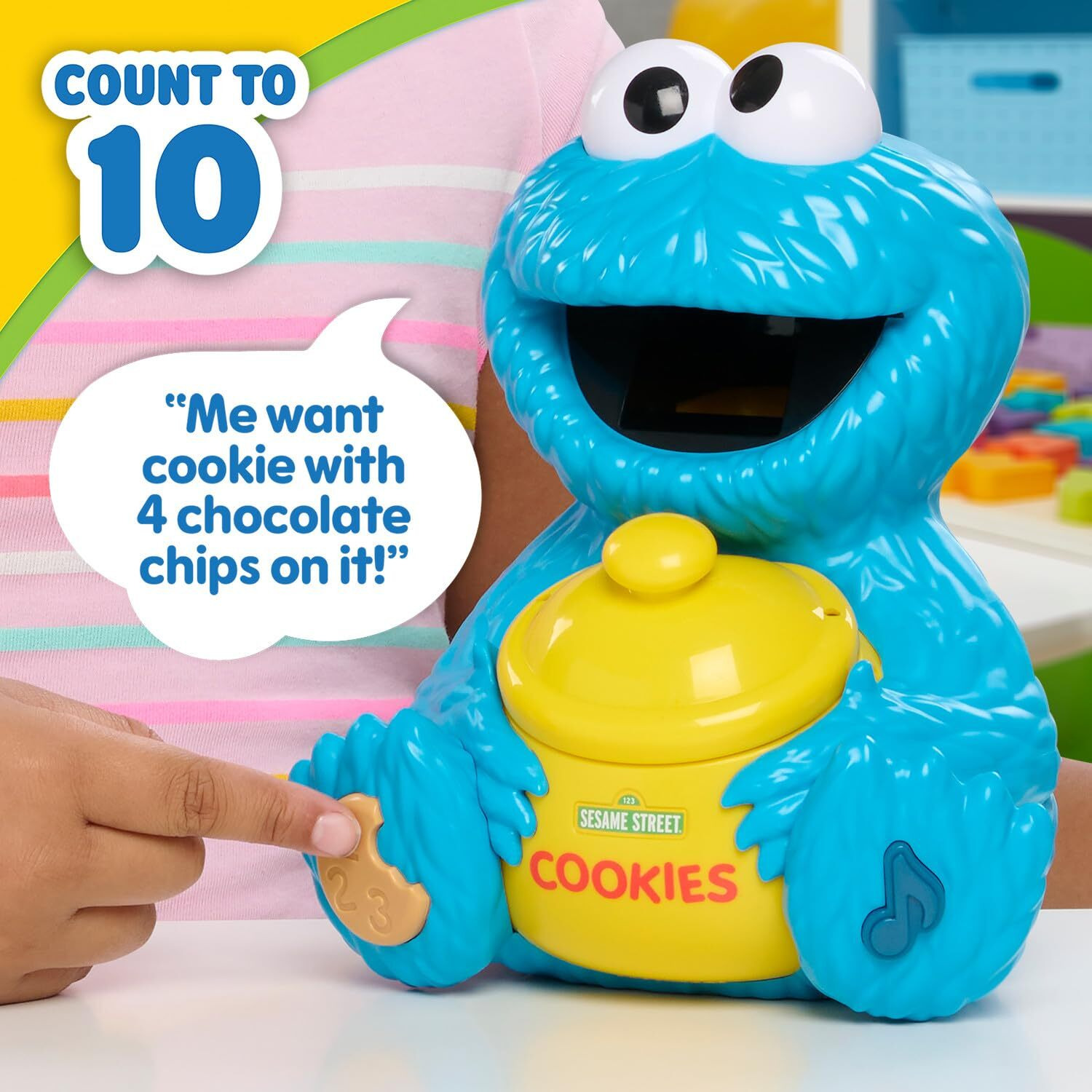 Just Play Sesame Street Cookie's Counting Jar, 12-Pieces, 20+ Phrases And Sounds, Learning And Education, Kids Toys For Ages 2 Up