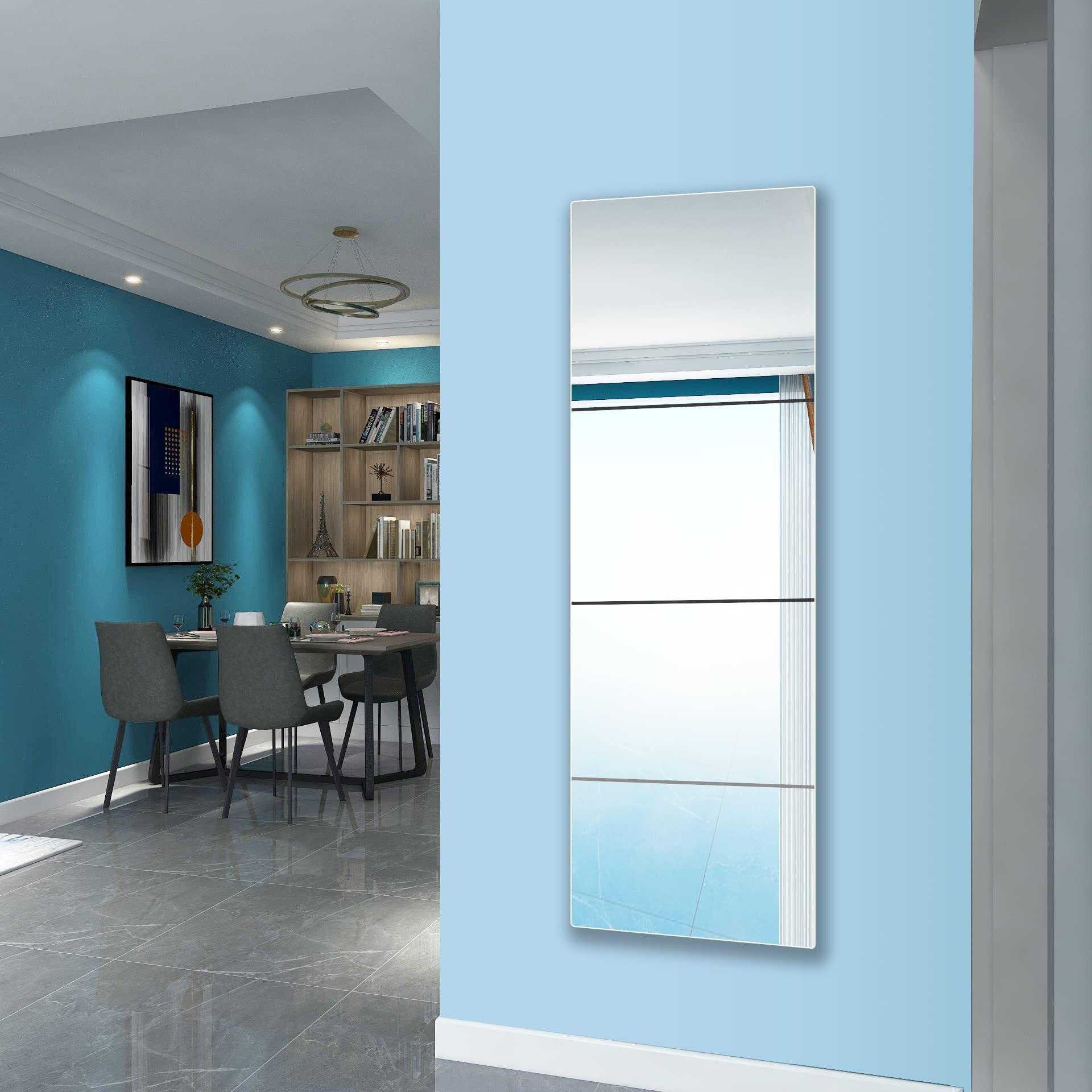 Quegau Full Length Mirror For Kids Safety Shatterproof Mirror,Plastic Wall Mirror,Made Of Acrylic Plexiglass Mirror,4 Pcs 12&quotX12",Long Bedroom Door Closet Mirror,Workout For Home Gym Body Mirror