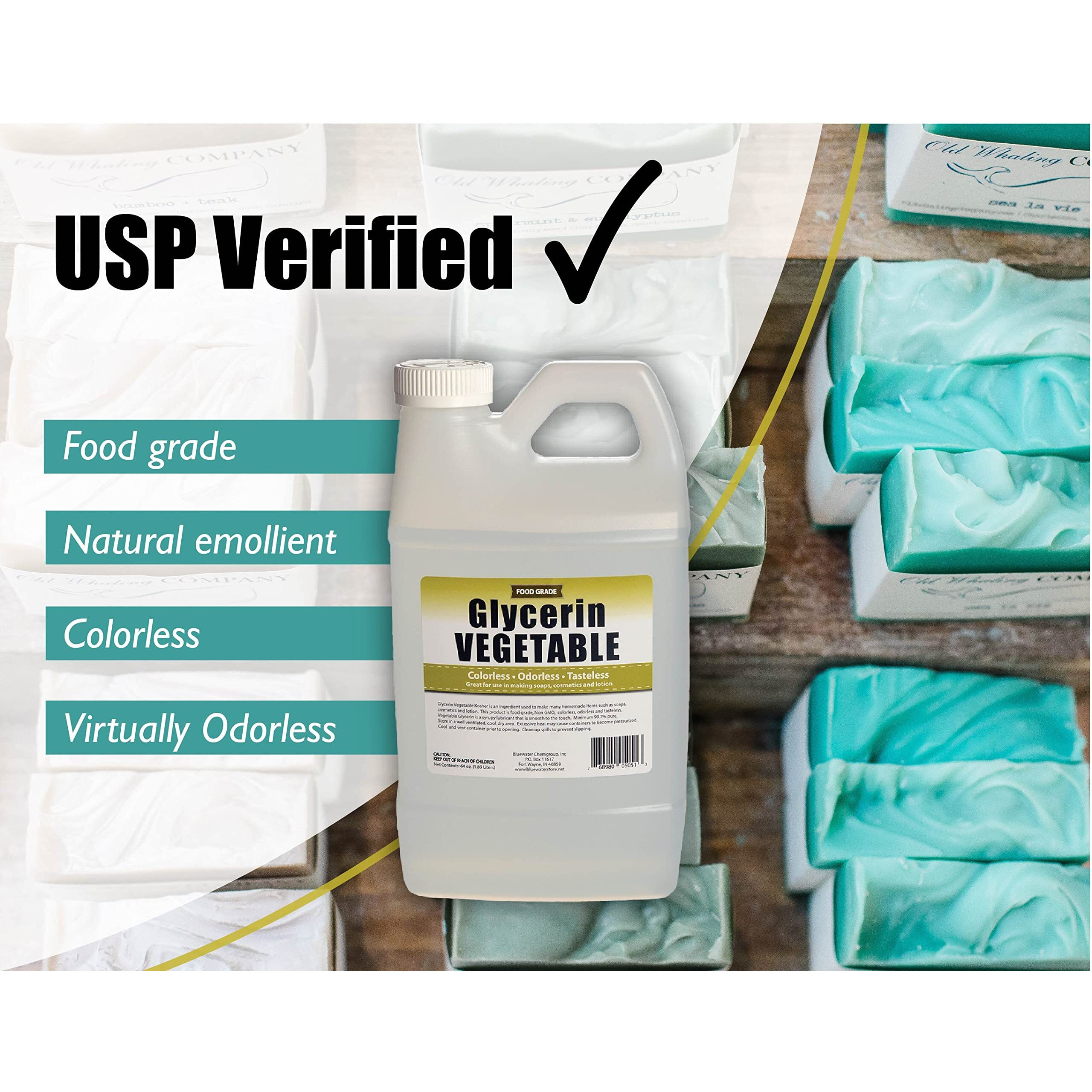 Vegetable Glycerin - Half Gallon (64Oz)- All Natural, Usp Grade - Premium Quality Liquid Glycerin, Excellent Emollient Qualities, Amazing Skin And Hair Benefits, Diy Beauty Products.