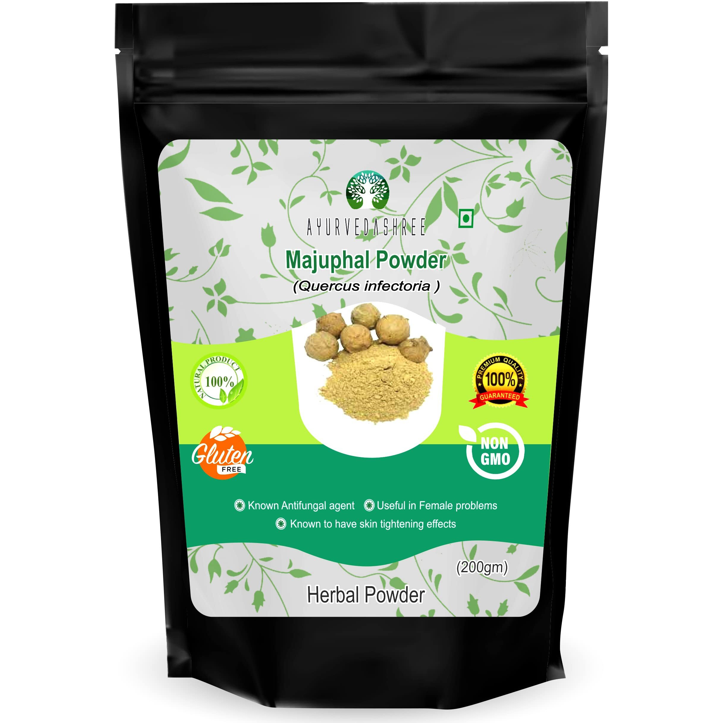 Ayurvedashree Majuphal Powder 200 Gm | Galnuts Powder (Quercus Infectoria) | 100% Pure Quercus Infectoria/Majuphal/Manjakani