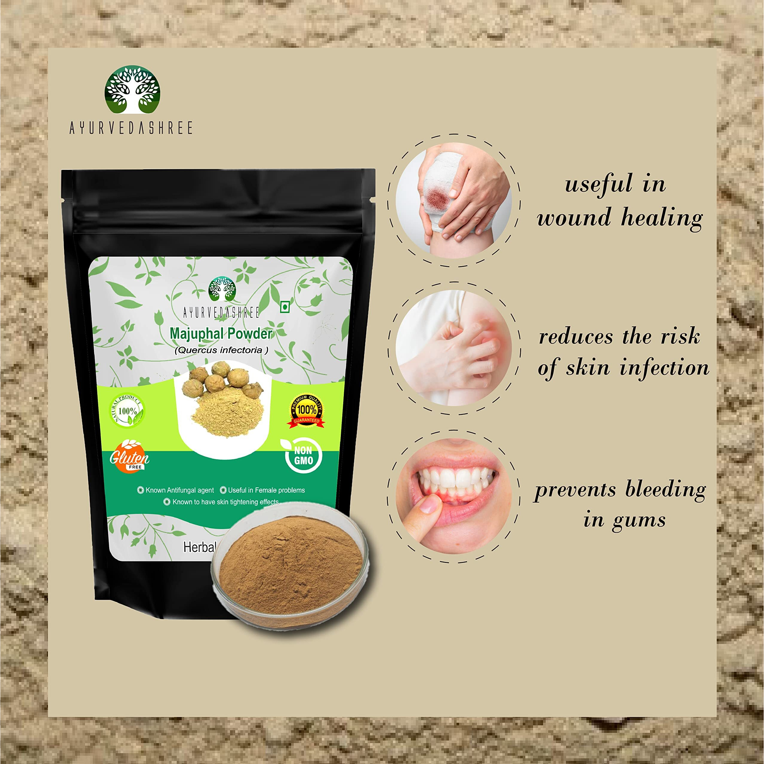 Ayurvedashree Majuphal Powder 200 Gm | Galnuts Powder (Quercus Infectoria) | 100% Pure Quercus Infectoria/Majuphal/Manjakani