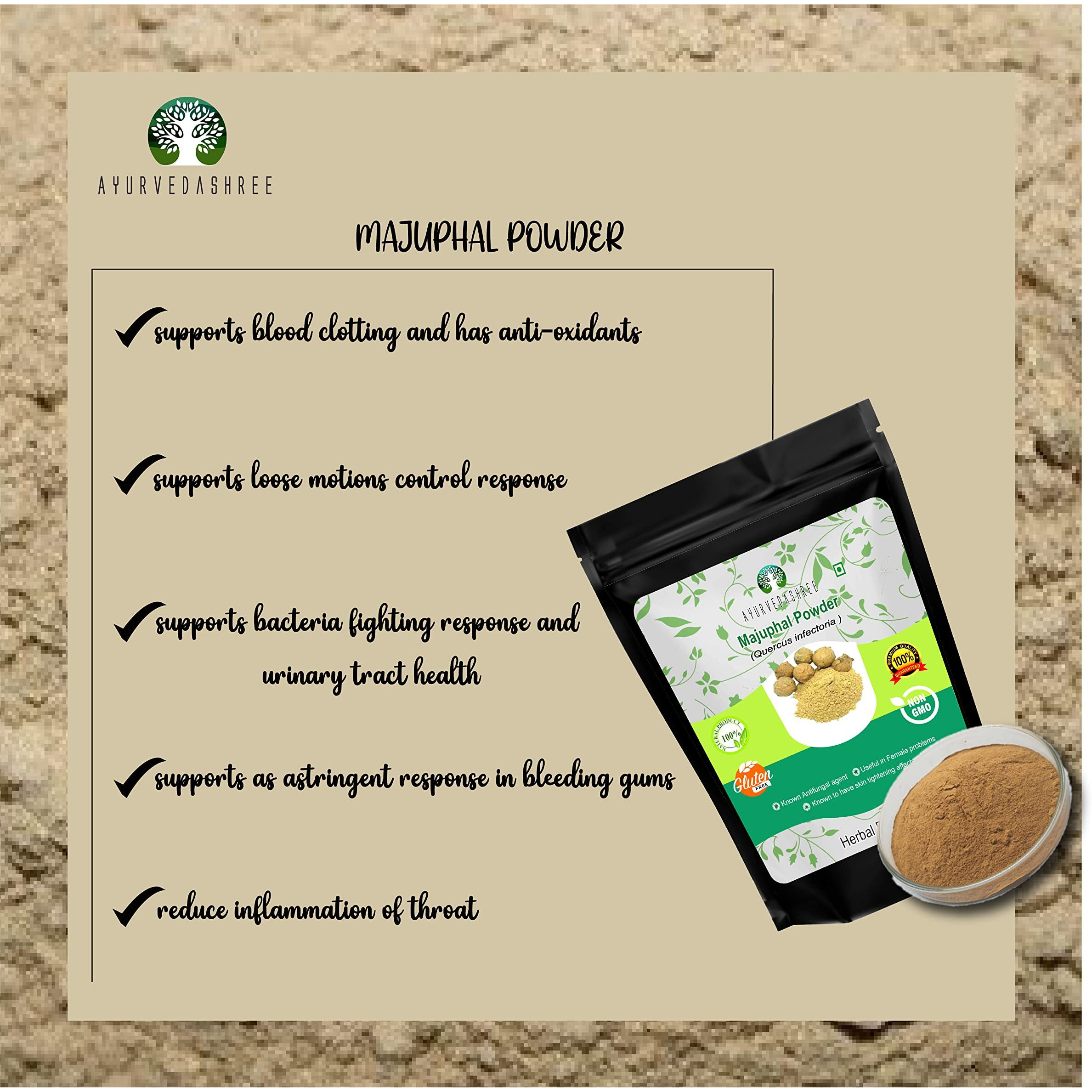 Ayurvedashree Majuphal Powder 200 Gm | Galnuts Powder (Quercus Infectoria) | 100% Pure Quercus Infectoria/Majuphal/Manjakani