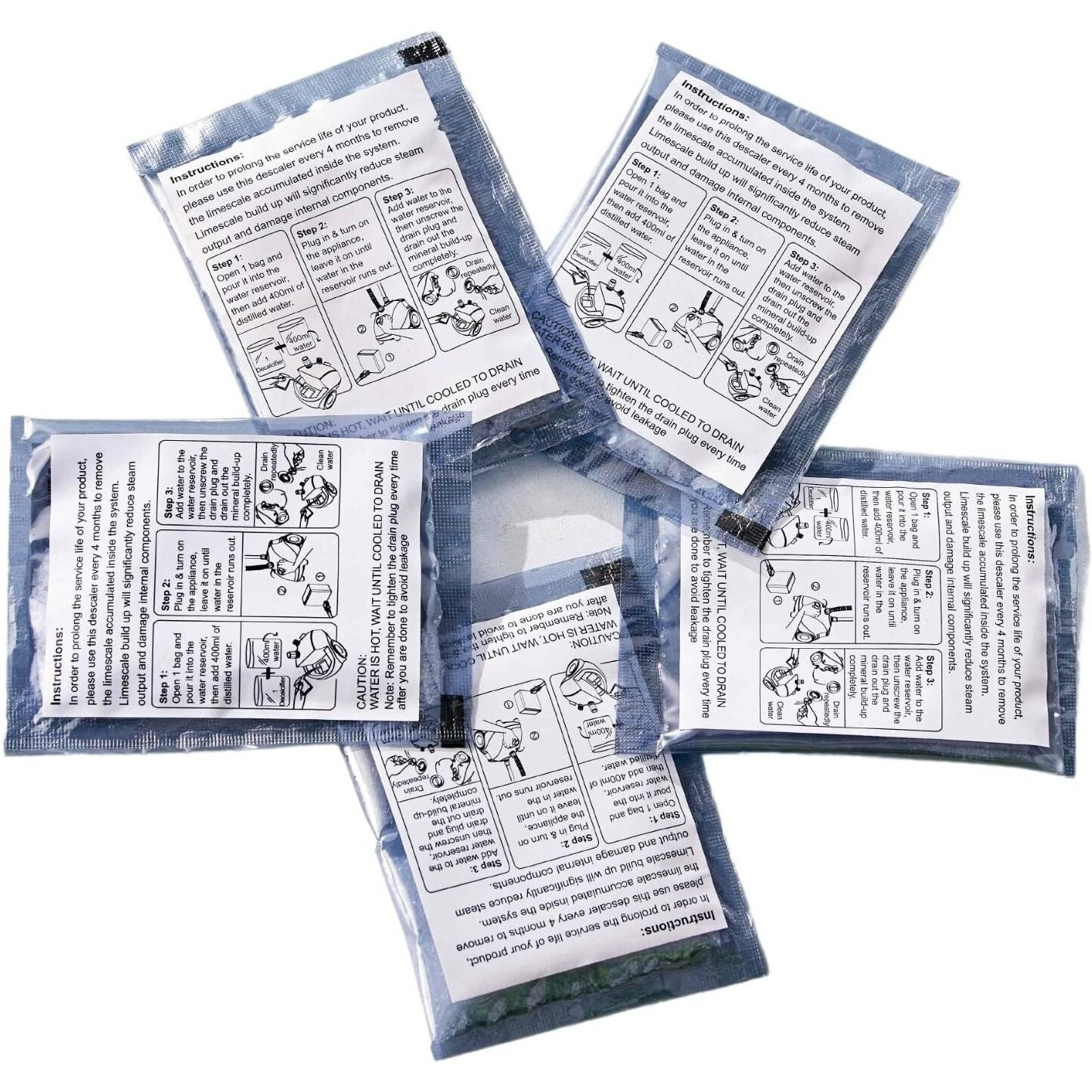 Garment Steamer Descaling Solution Decalcifier Packets For Mineral Deposits And Build-Up Removal, Maintenance For Clothes Steamer, Works With All Garment Steamer Brands, Cleans Build Up, 5 Packs