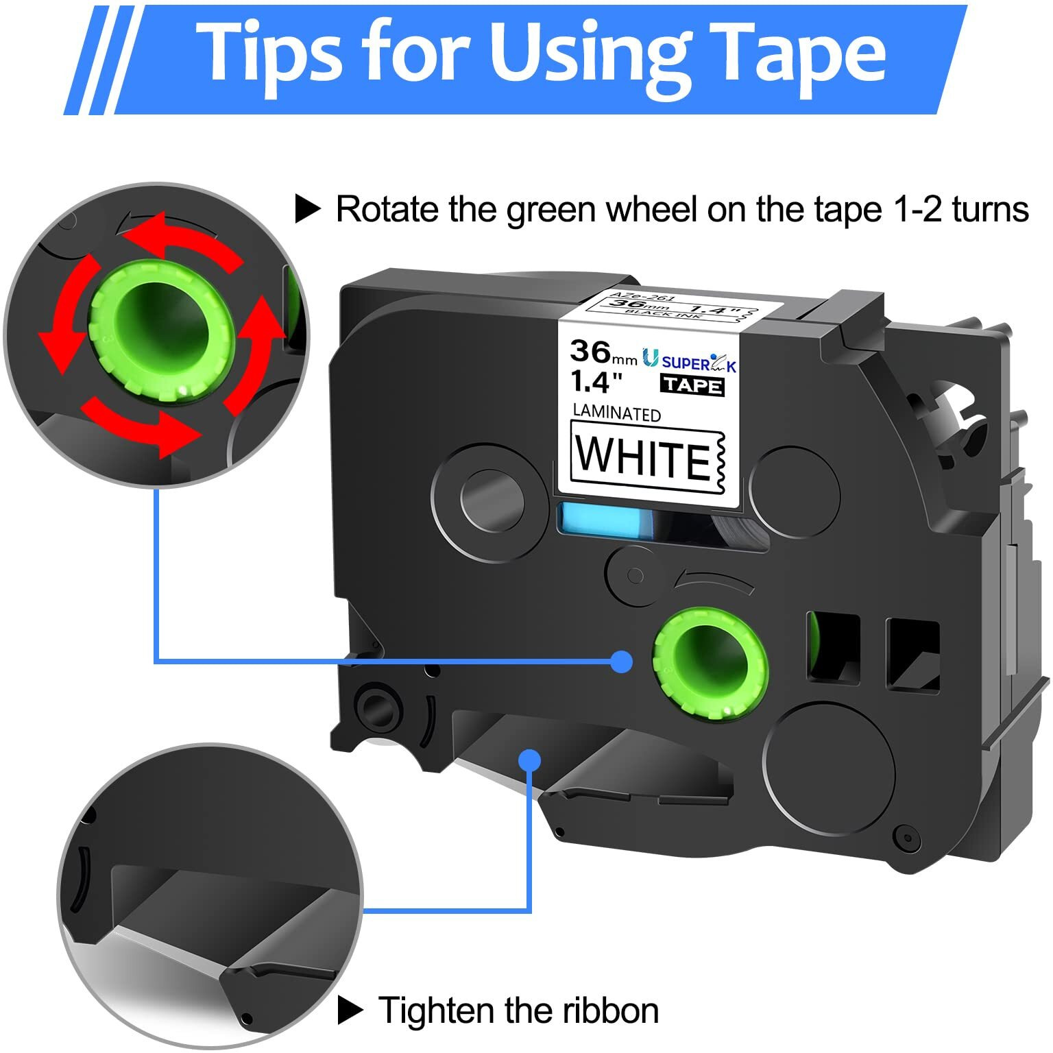 Usuperink 5 Pack Compatible For Brother P-Touch Label Maker Tze Tz Tape White 36Mm 1.4 Inch Tze-261 Tze261 Tz261 Tz-261 Black On White Laminated Label Tape For Pt-P900 P900W P950Nw D800W E800W
