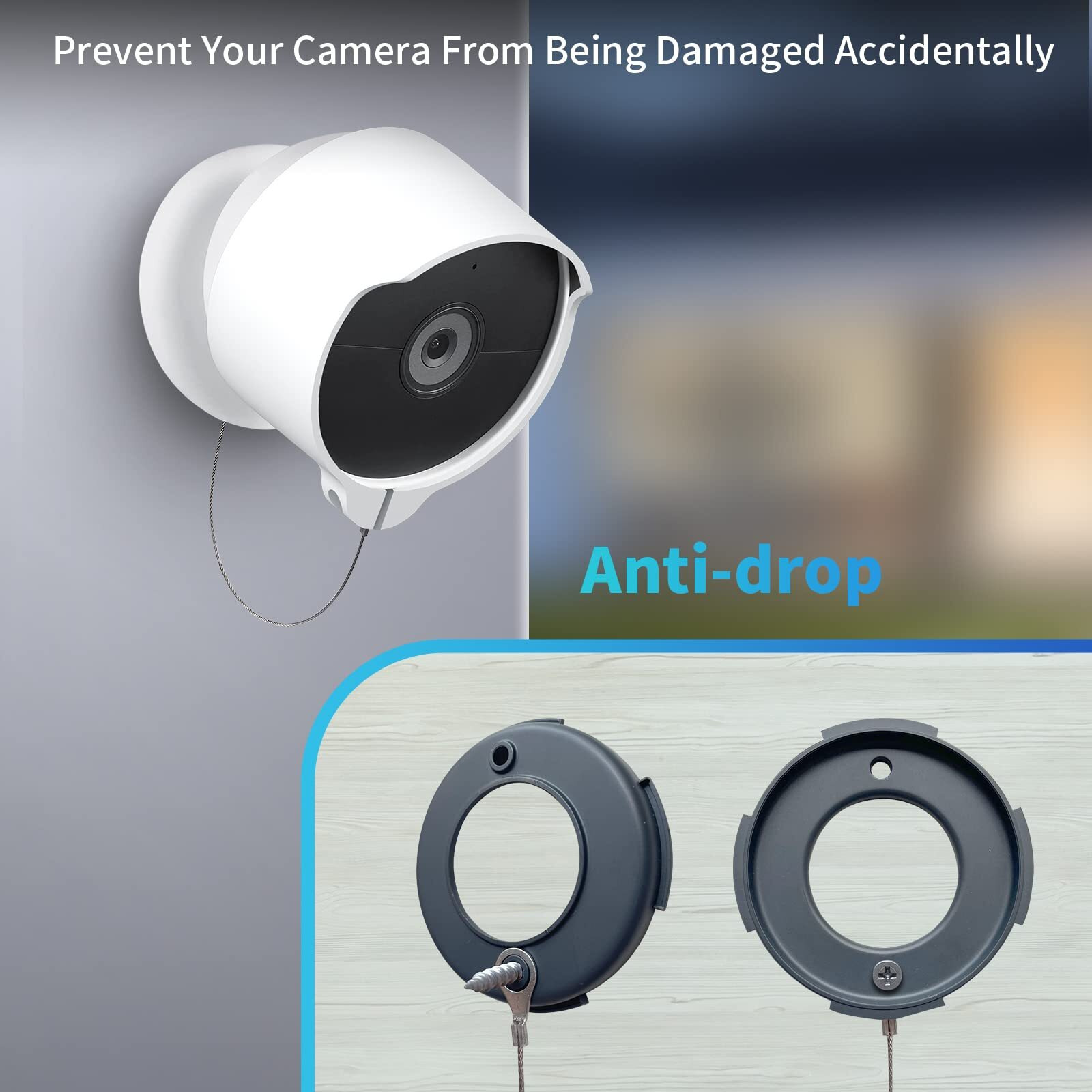 Anti-Theft Mount For Google Nest Cam(Battery), Anti-Drop Waterproof Camera Protective Cover With Security Chain Cable,Lock Accessories For Google Nest Cam Outdoor/Indoor, Battery (Camera Not Included)