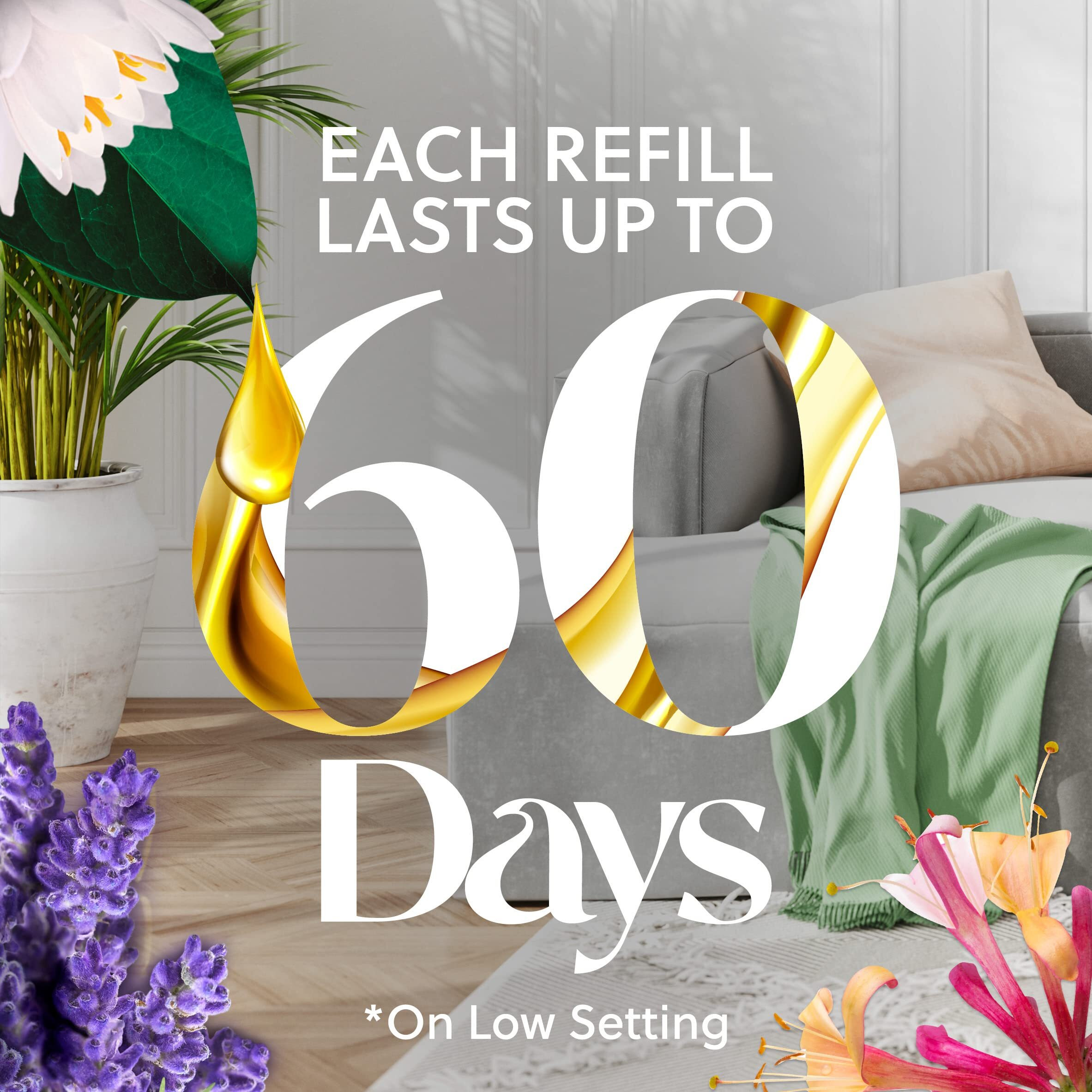 Air Wick Plug In Scented Oil Refill, 5 Ct, Lush Honeysuckle And Raspberry, Air Freshener, Essential Oils, Spring Collection