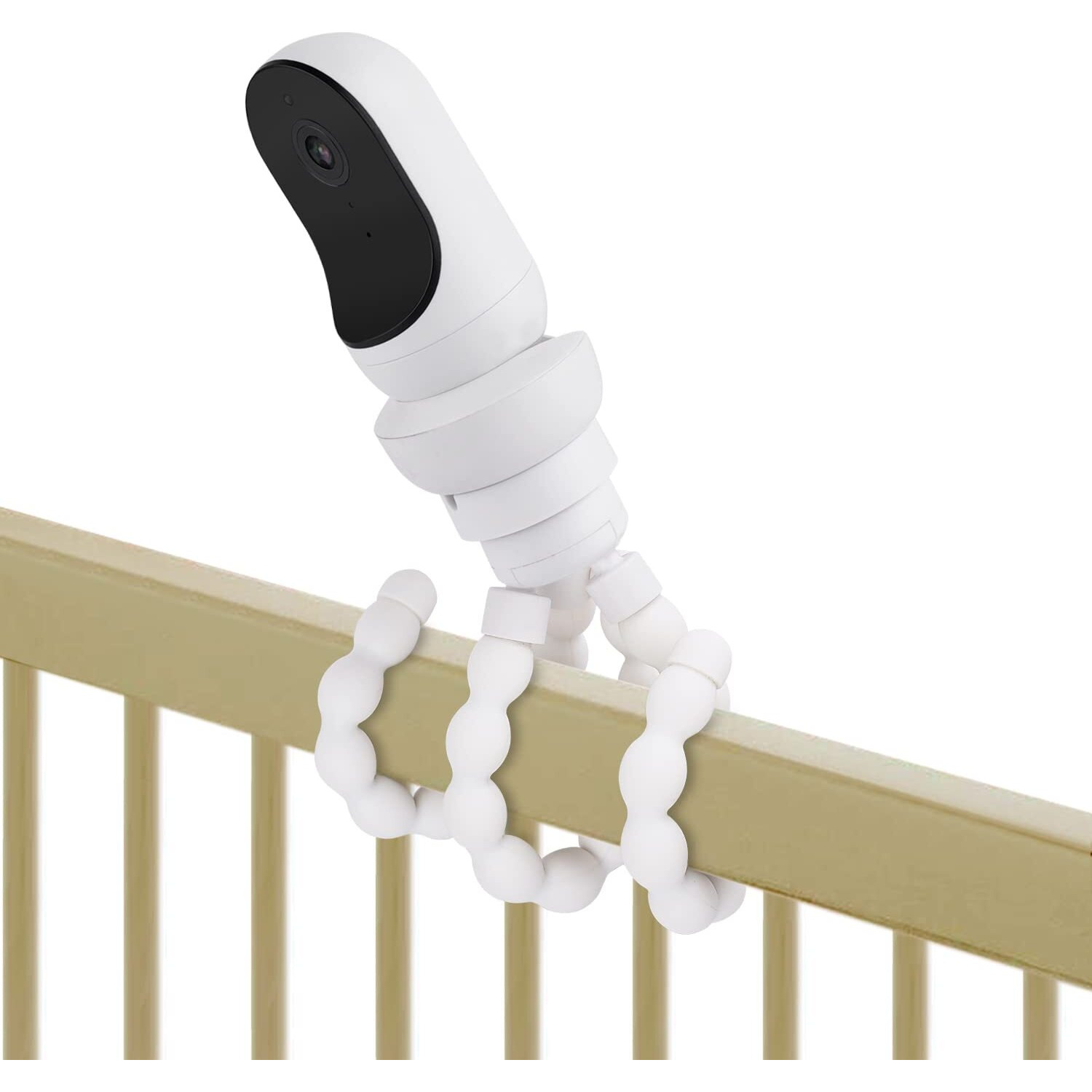 Flexible Tripod Baby Monitor Mount For Owlet Cam And Owlet Cam 2, Attach Your Baby Camera Wherever You Like Without Tools Or Wall Damage - White