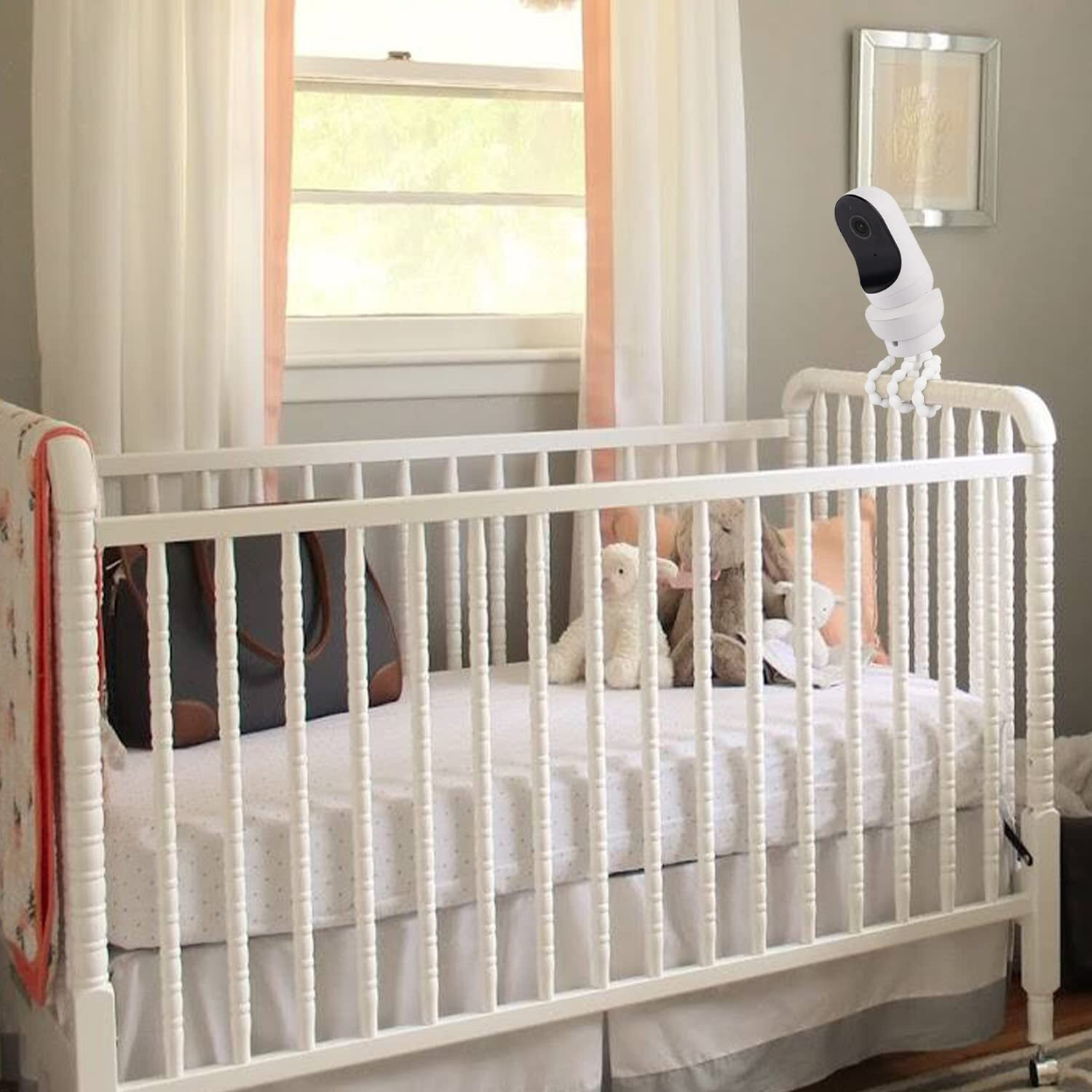 Flexible Tripod Baby Monitor Mount For Owlet Cam And Owlet Cam 2, Attach Your Baby Camera Wherever You Like Without Tools Or Wall Damage - White