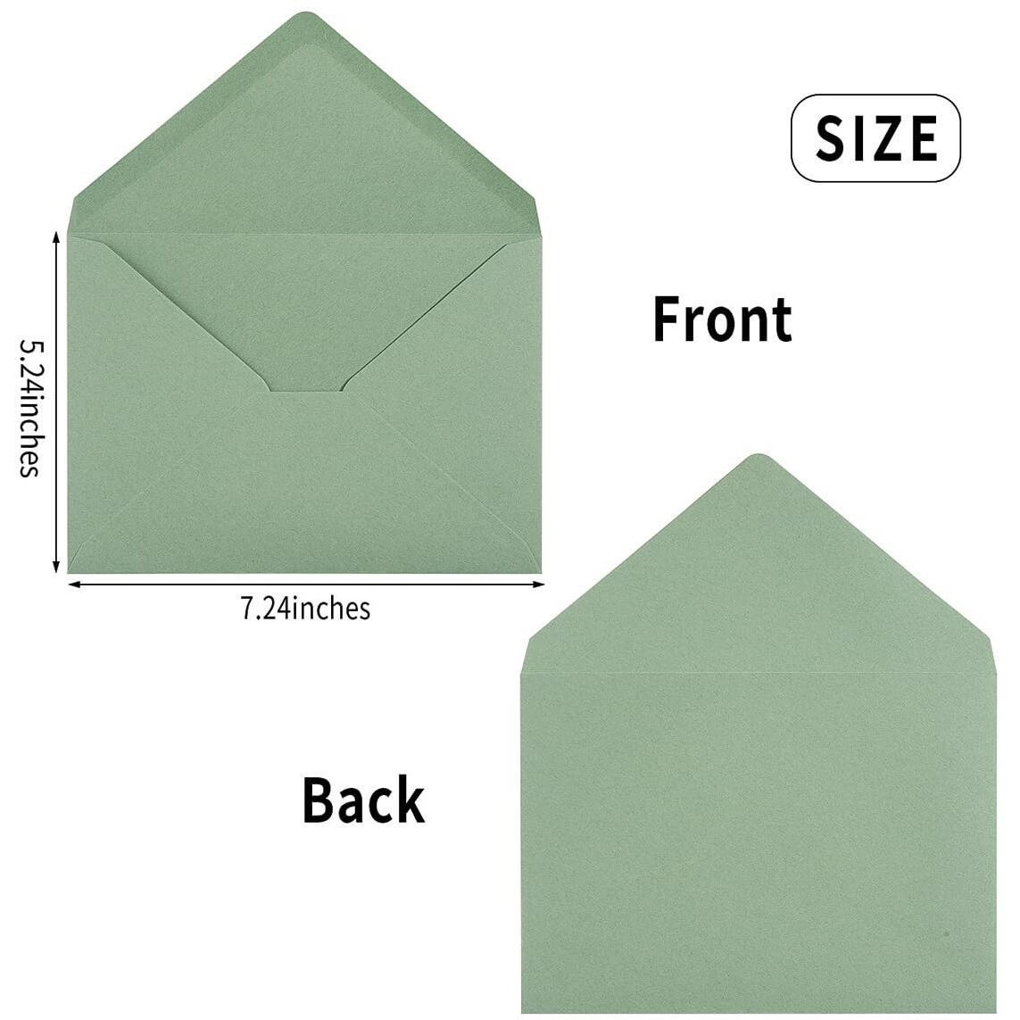 100 Pieces Sage-Green A7 Envelopes Greeting Card Envelopes 5.24 X 7.24 Inches For 5 X 7 Wedding Invitation Cards, Greeting Cards, Birthday Baby Shower Invitations