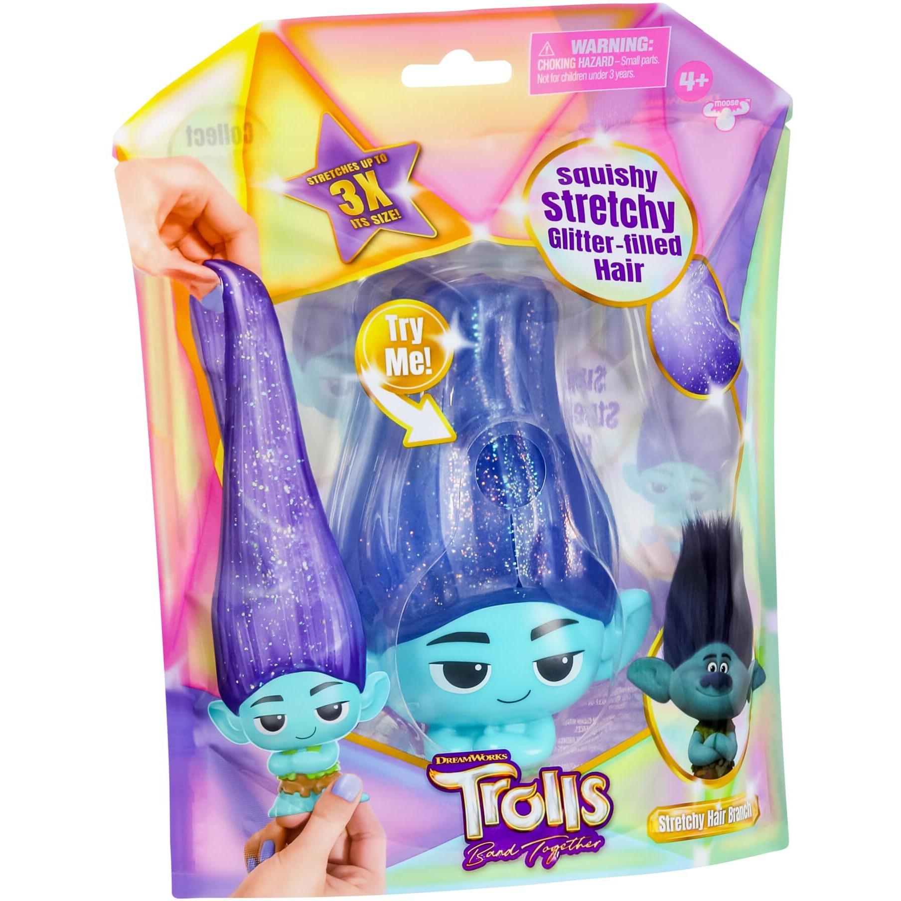 Magic Mixies Dreamworks Trolls Band Together Squishy, Stretchy Glitter-Filled Hair Doll - Stretchy Hair Branch