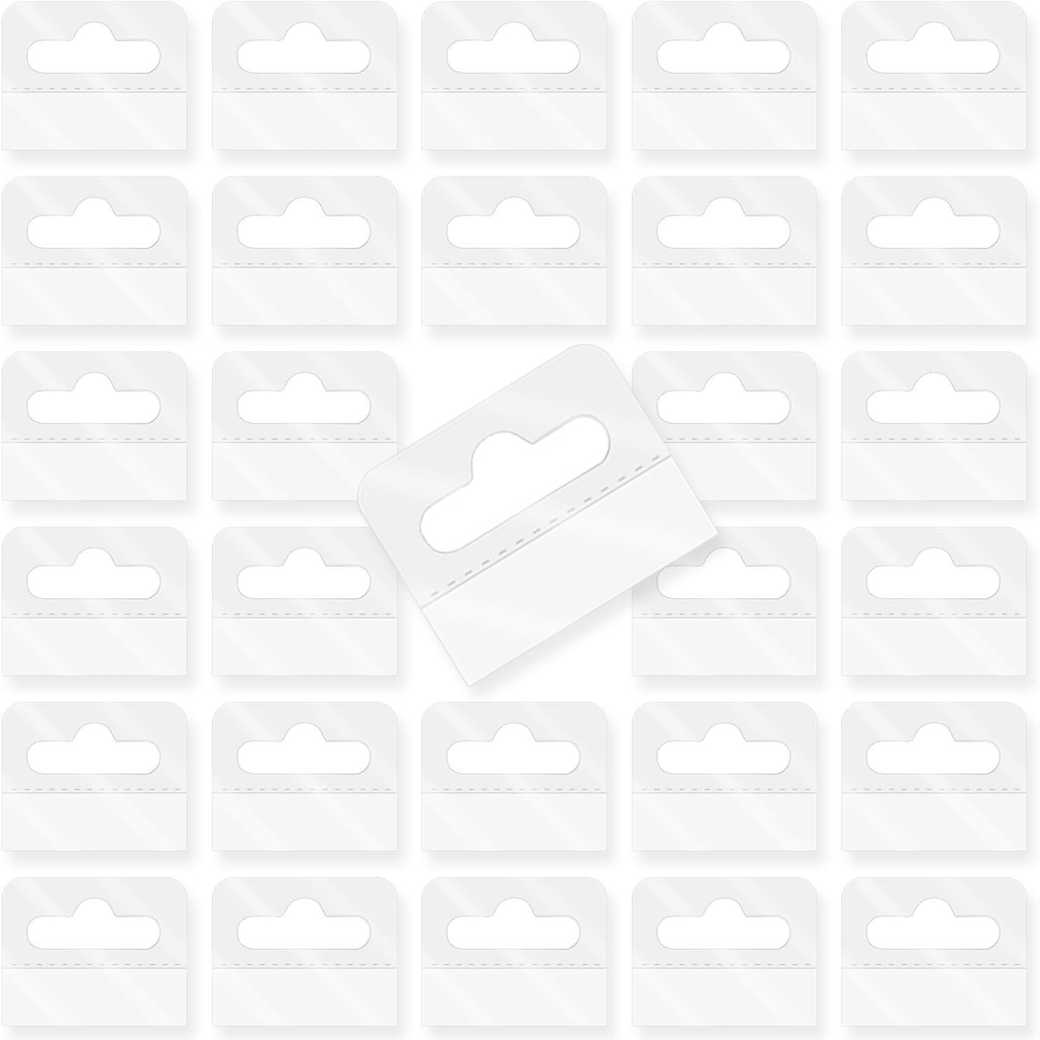 300 Pcs Clear Self Adhesive Folding Hang Tabs, Maehsab Plastic Retail Display Tags With Slot Hole, Clear Sticky Hanging Tabs, For Store Retail Small Sale Items Display (1.6X1.2 Inch)