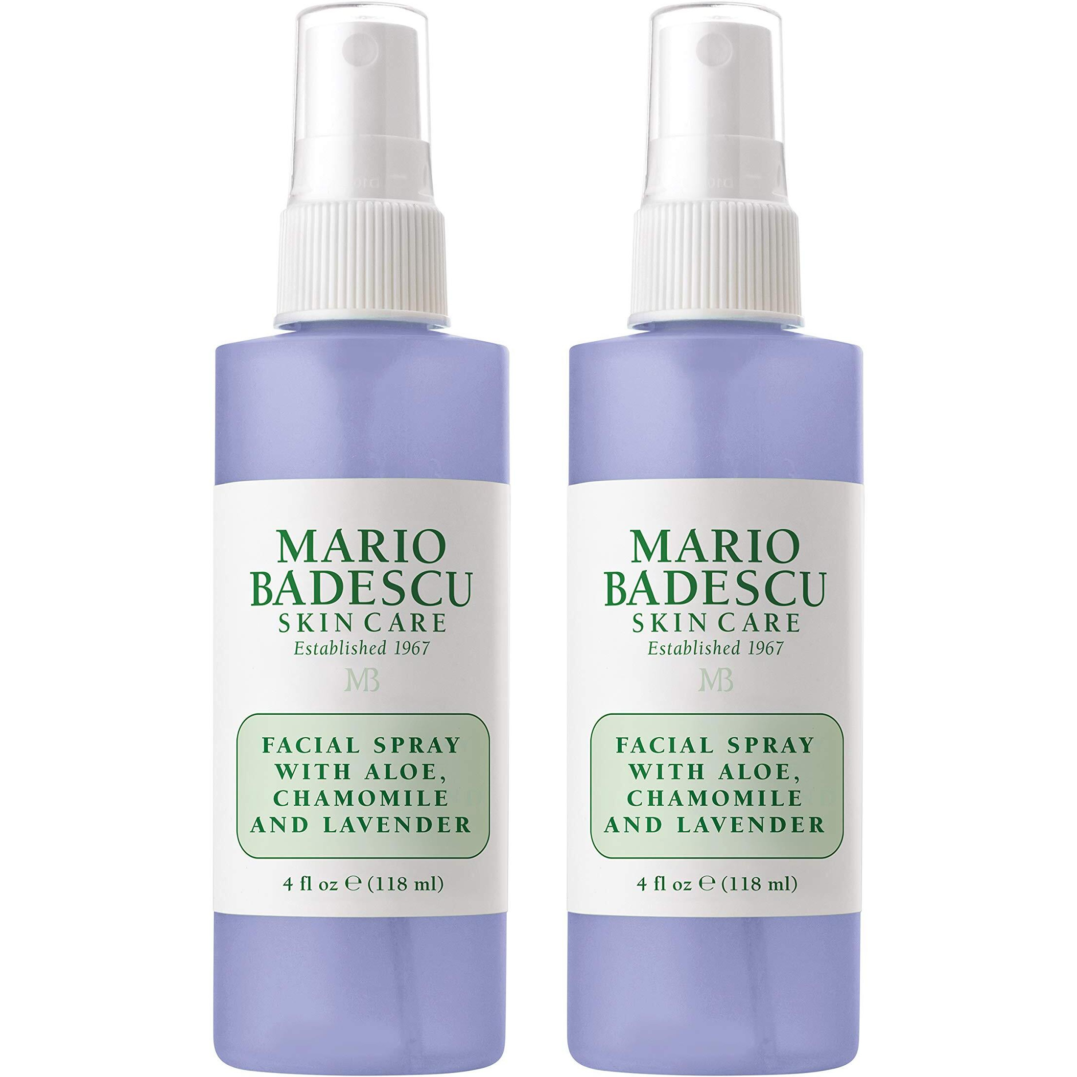 Mario Badescu Facial Spray With Aloe, Chamomile And Lavender For All Skin Types | Face Mist That Hydrates And Restores Balance & Brightness | 4 Fl Oz, 2 Count (Pack Of 1)