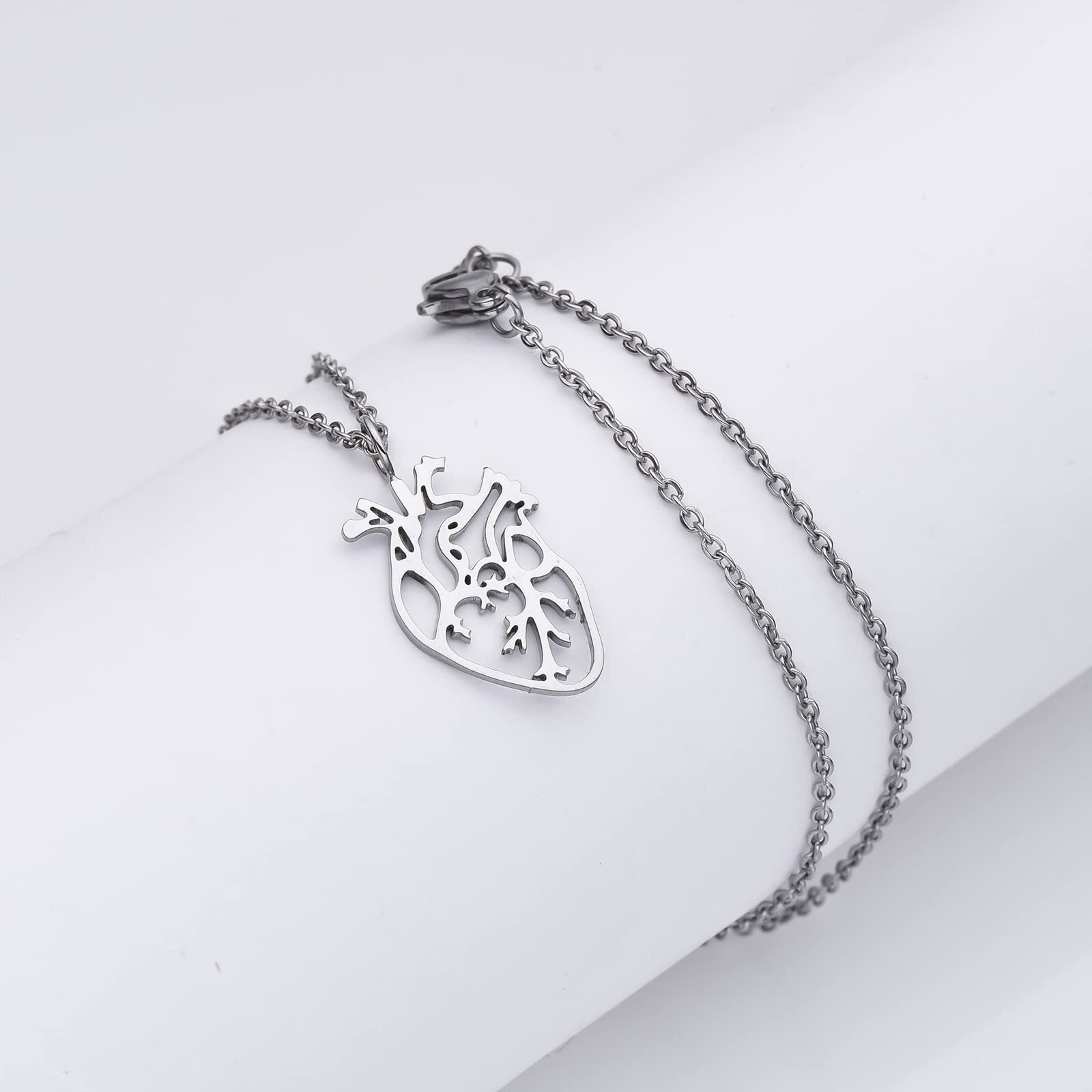 Plikin Heart Anatomy Necklace Stainless Steel Pendant Human Organ Biology Medical Necklaces Nurse