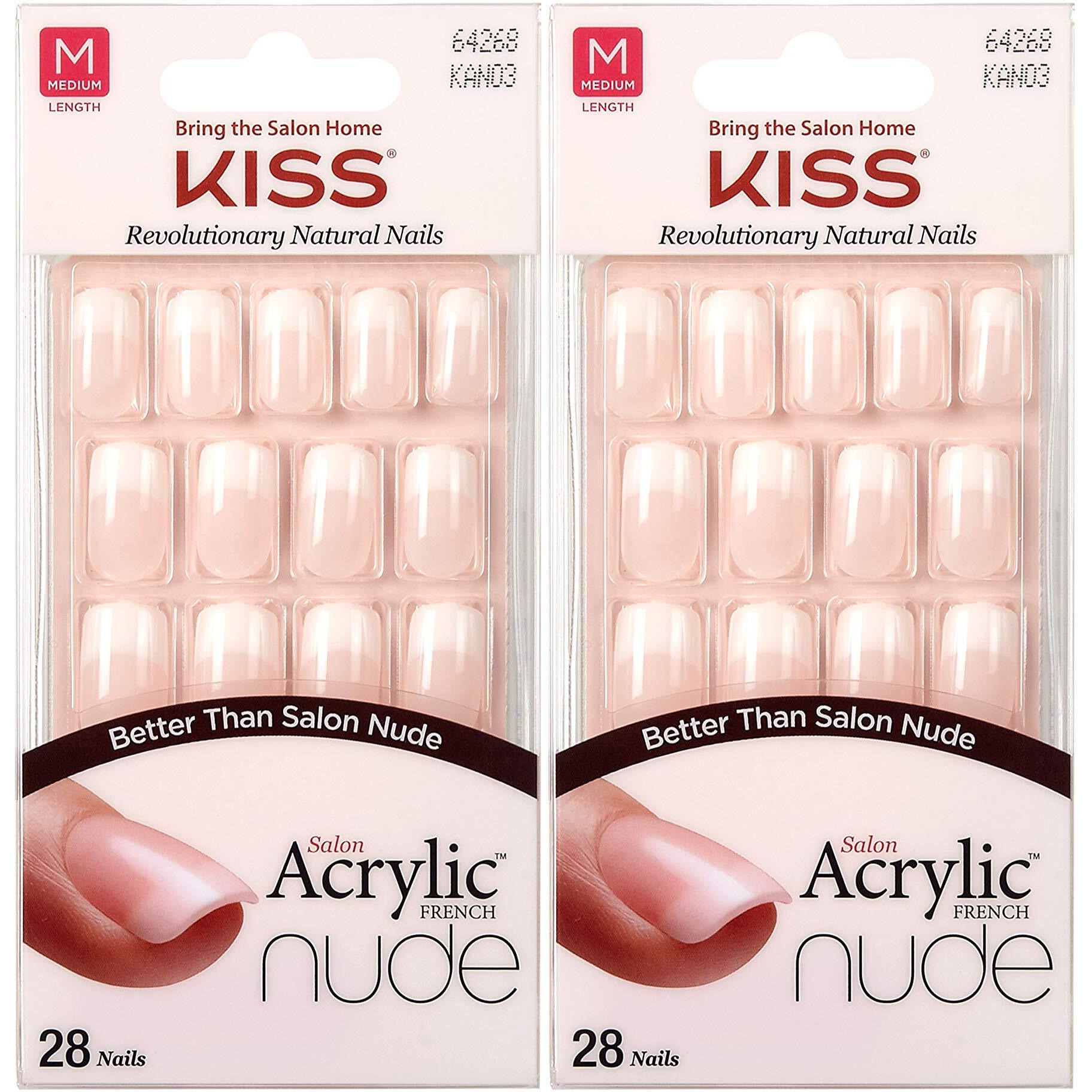 Kiss Salon Acrylic French Nude 28 Nails (2 Pack) Kan03