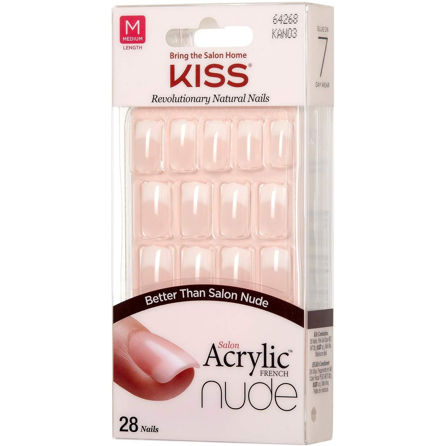 Kiss Salon Acrylic French Nude 28 Nails (2 Pack) Kan03