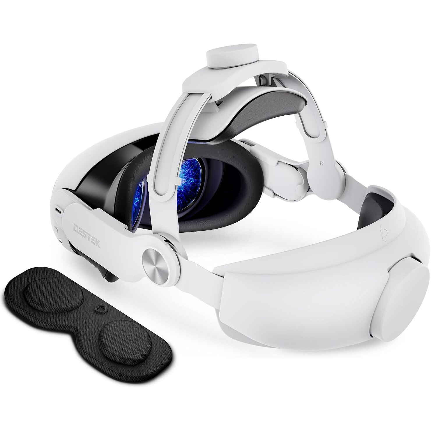 Destek Qh3 Pressure-Free Head Strap, W/Lens Protector, Enhance Comfort With Added Top-Fit Adjustment - Compatible With Meta Quest 3 Accessories Balances Weight At 3 Angles