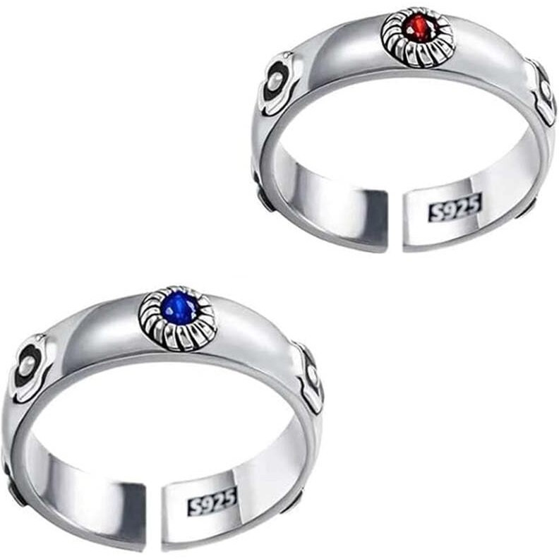 Ealipoi Moving Castle Rings Anime Cosplay Sophie Cosplay Rings Alloy Red And Blue Adjustable Accessories Gift For Women Men (2Pcs)