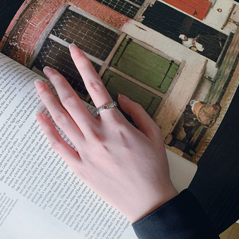 Ealipoi Moving Castle Rings Anime Cosplay Sophie Cosplay Rings Alloy Red And Blue Adjustable Accessories Gift For Women Men (2Pcs)