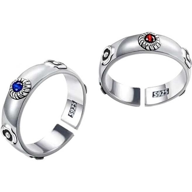 Ealipoi Moving Castle Rings Anime Cosplay Sophie Cosplay Rings Alloy Red And Blue Adjustable Accessories Gift For Women Men (2Pcs)