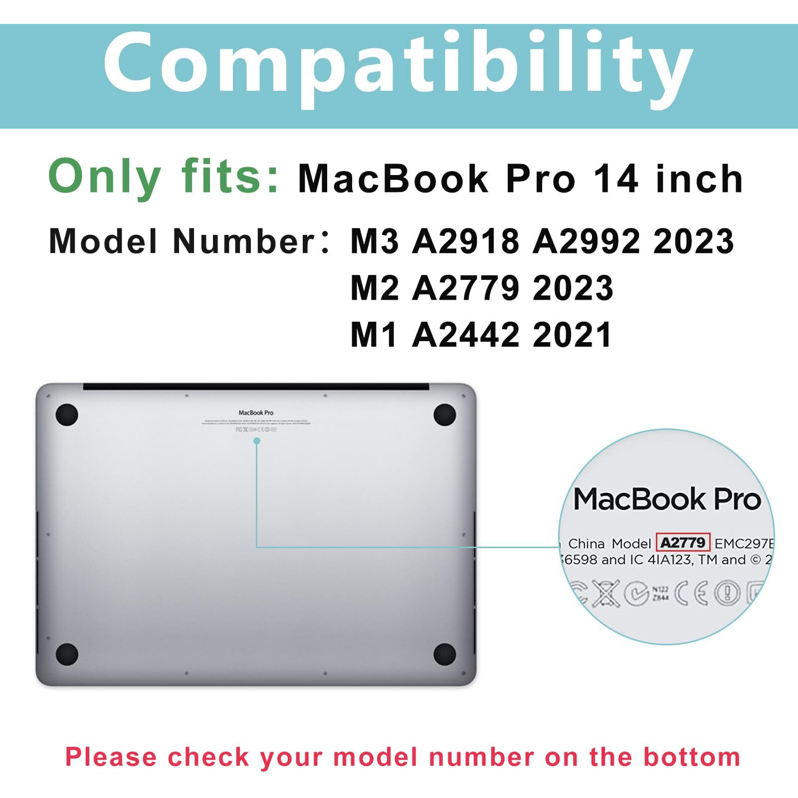 Procase For Macbook Pro 14 Inch 2023 2022 2021 M3 A2918 A2992 M2 A2779 M1 A2442, Slim Protective Hard Shell Case And Keyboard Skin Cover -Black