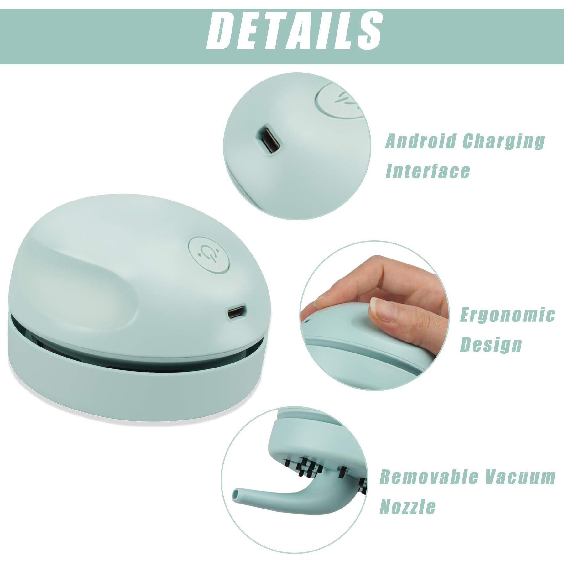 Prowithlin Desktop Vacuum Cleaner Usb Charging With Vacuum Nozzle Cleaning Brush, Detachable Design & Portable Mini Table Dust Vaccum Cleaner Crumbs, Piano, Computer, Car Etc