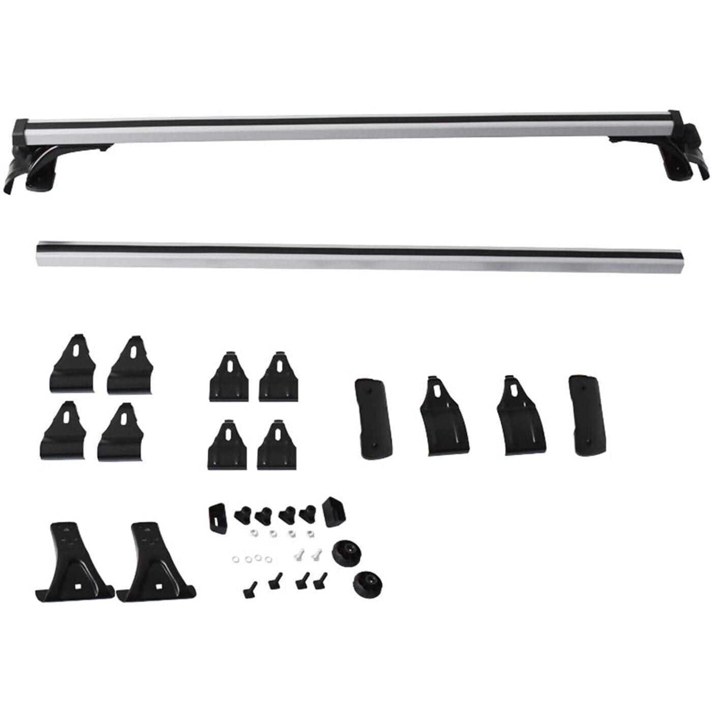 Silscvtt 48 Universal Car Top Roof Cross Bar Luggage Cargo Rack W/ 3 Kinds Clamp Silver Aluminum