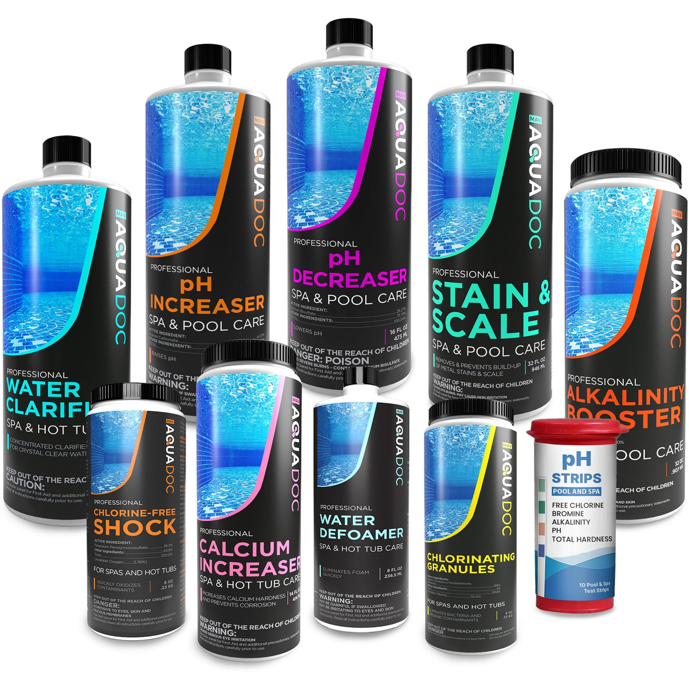 Hot Tub Chemicals Starter Kit - Chlorine Spa Starter Kit Chemicals For Hot Tub - Convenient Hot Tub Starter Kit & Ph Control Kit - Effective Chlorine Ph Balancer & Inflatable Hot Tub Chemical Kit