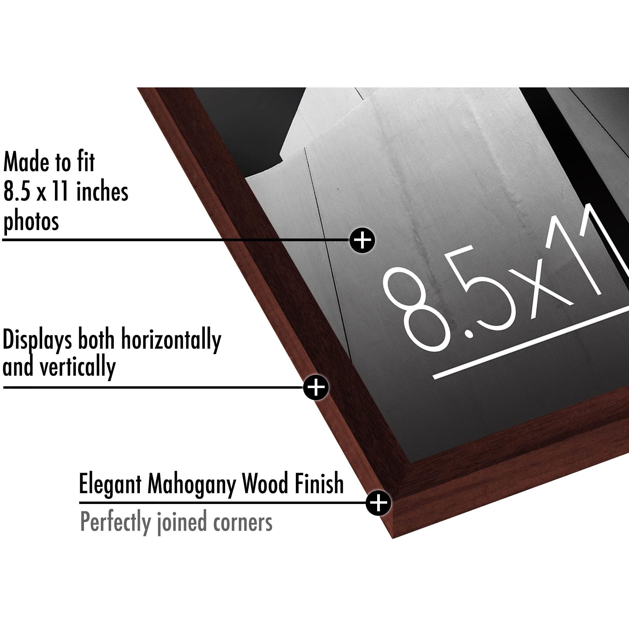 Americanflat 8.5X11 Picture Frame In Mahogany - Thin Border Photo Frame With Shatter-Resistant Glass, Hanging Hardware, And Built-In Easel For Horizontal Or Vertical Display For Wall Or Tabletop
