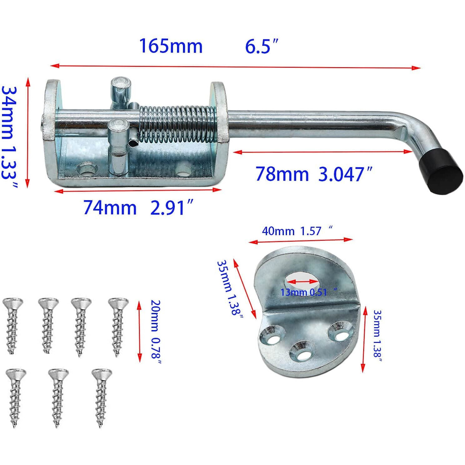 2 Packs 6.5 Inch Heavy Duty Spring Loaded Latch Pin, Sliding Barrel Bolt Door Lock For Chests/Cabinets/Utility Trailer Gate, 2Mm Thickened Interior And Outdoor Latch