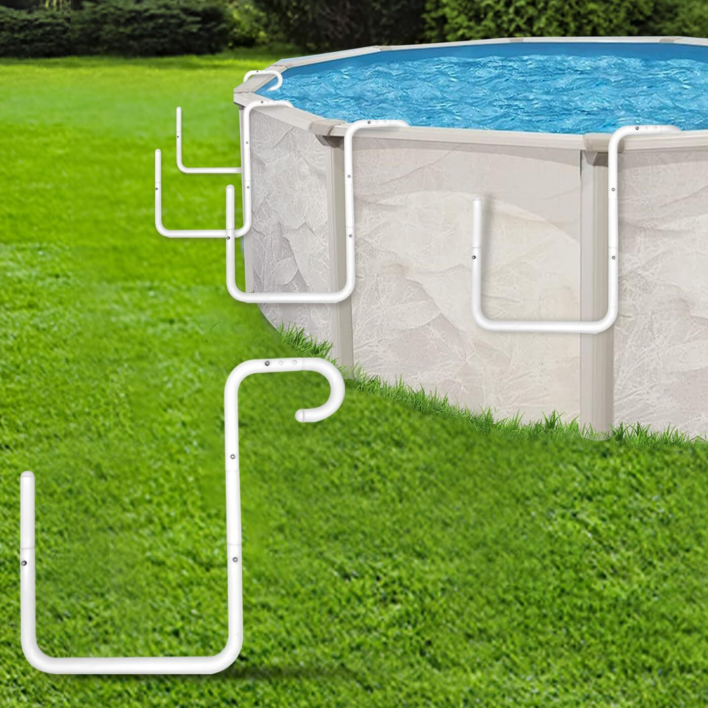 Jantens Solar Cover Holder For Above Ground Pool, Adjustable Solar Saddle Pool Cover Holder Designed For Steel-Wall Above-Ground Swimming Pools, Keep Solar Blankets Off The Ground(5 Pcs)