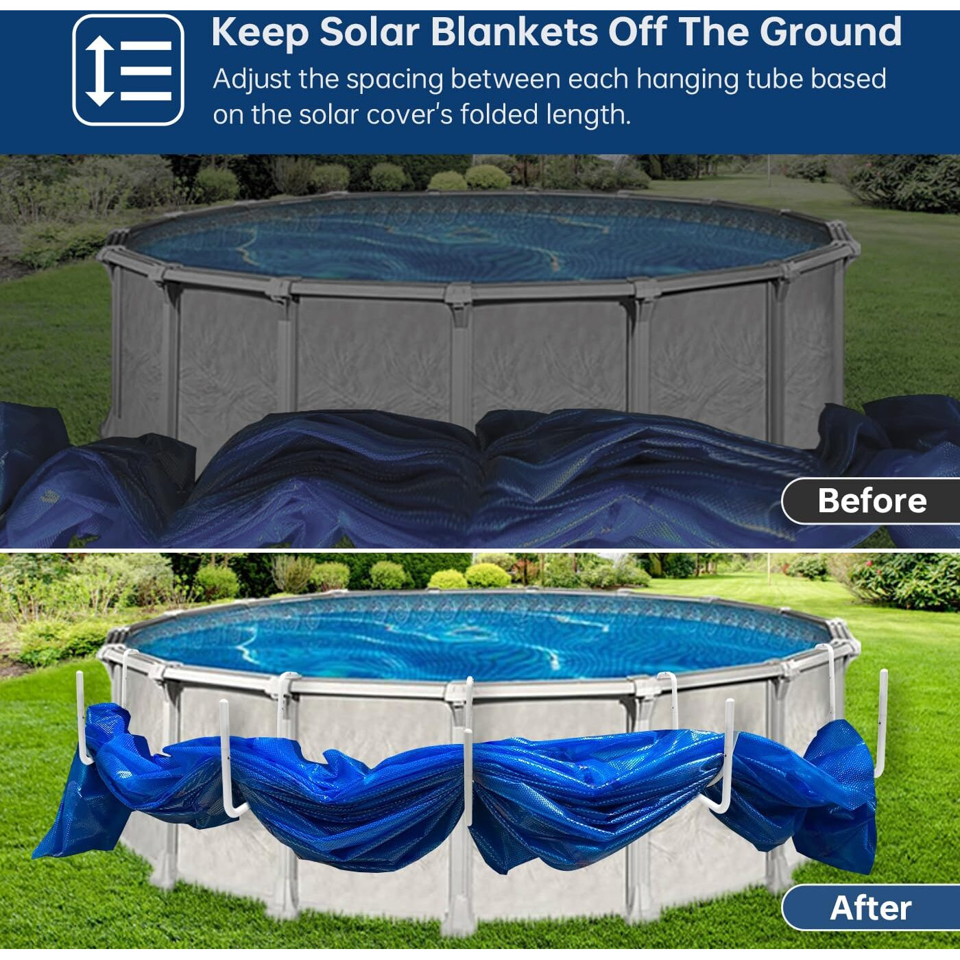 Jantens Solar Cover Holder For Above Ground Pool, Adjustable Solar Saddle Pool Cover Holder Designed For Steel-Wall Above-Ground Swimming Pools, Keep Solar Blankets Off The Ground(5 Pcs)