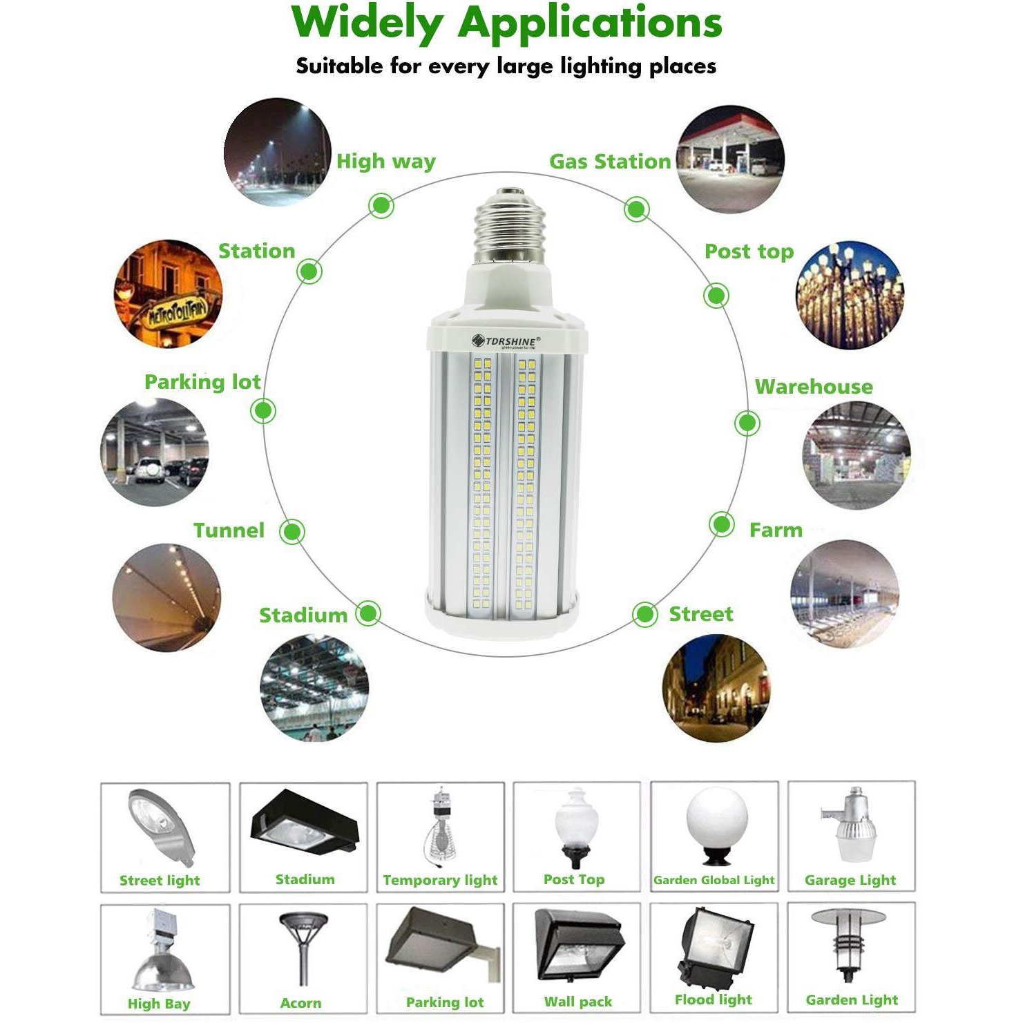 54W Led Corn Light Bulb Super Bright(400 Watt Equivalent 7020 Lumens 5000K E40 Large Mogul Base Large Area Cool Daylight White For Indoor Garage Warehouse High Bay Barn Parking Lot Patio