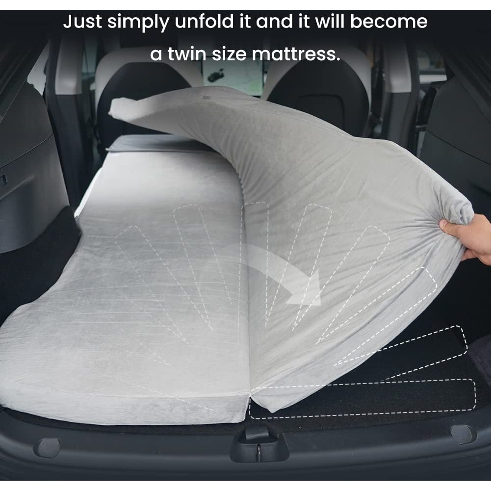 Havnby Camping Mattress For Tesla Model Y/X Certipur Memory Foam Mattress, Storage Bag & Sheet Provided, Portable, Space Saver, In Car Sleeping, Twin Size