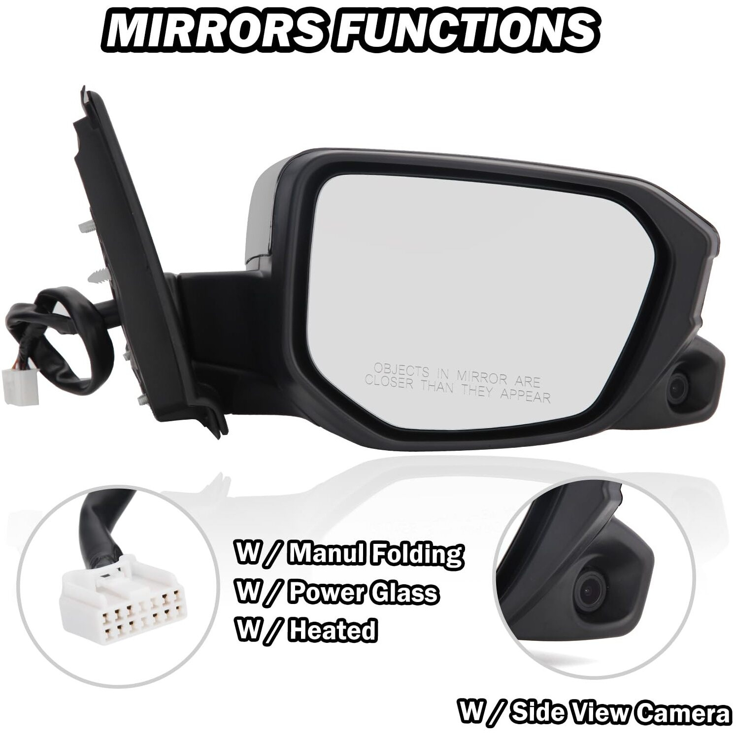 Passenger Side View Mirror Compatible With 2016-2021 Honda Civic Power Heated With Camera
