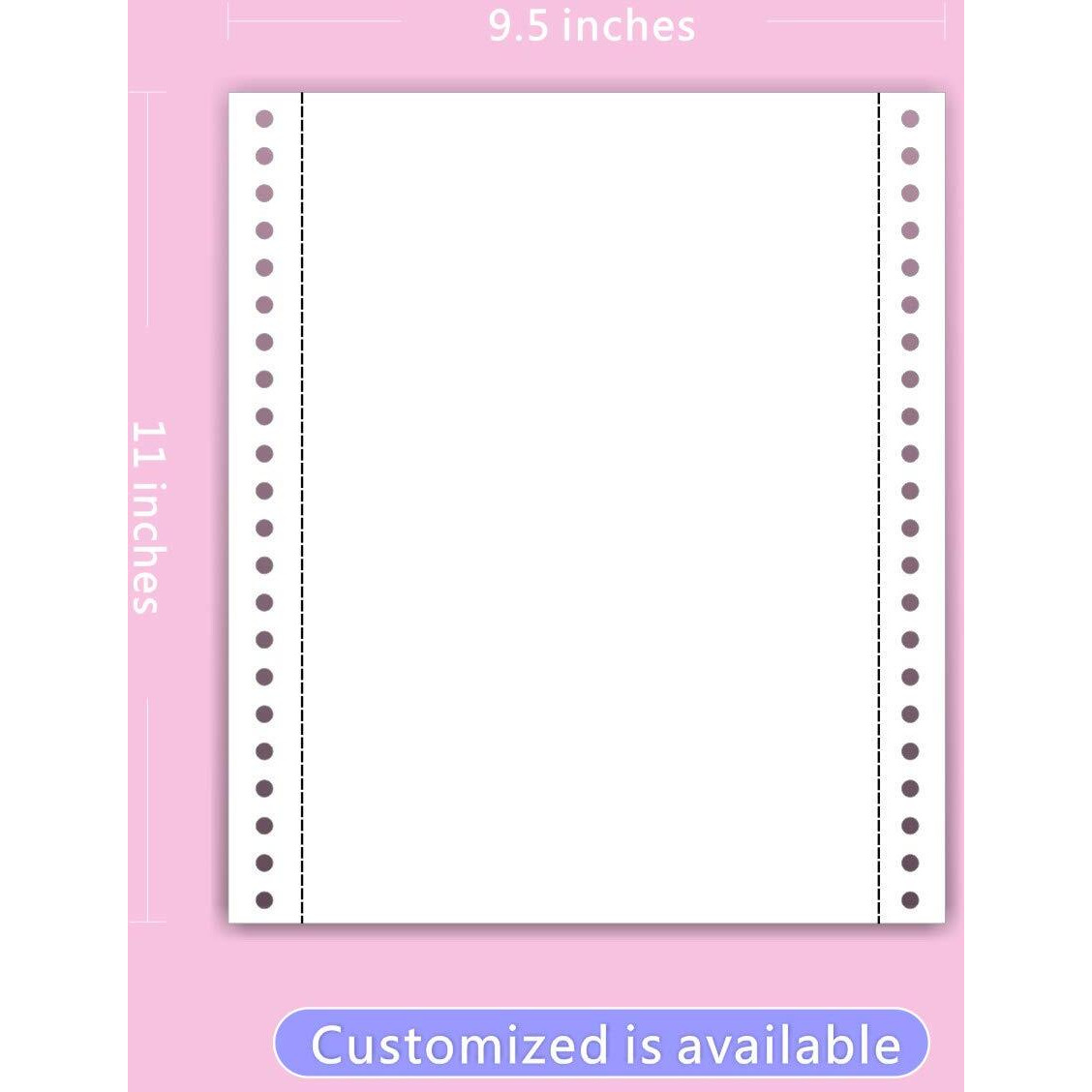 Firstzi Blank 9.5X11 Inches Continuous Feed Computer Paper Fanfold For Dot Matrix Printers, 1000 Count Per Box, White 1 Part, Margin Perforated, Perfect For Receipts, Invoices, Bill List
