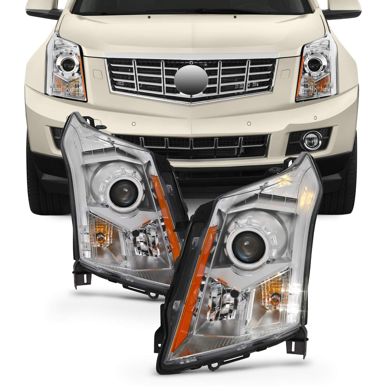 Akkon - For 2010-2016 Cadillac Srx Factory Style Oe Replacement Halogen Type Headlight Lamp Driver And Passenger Side Pair