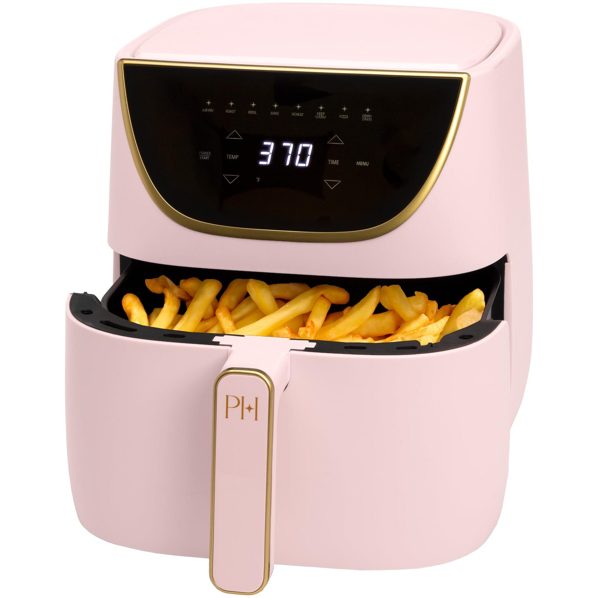 Paris Hilton Air Fryer, Large 6-Quart Capacity, Touchscreen Display, 8-In-1 (Air Fry, Roast, Broil, Bake, Reheat, Keep Warm, Pizza, Dehydrate), Dishwasher Safe And Nonstick Basket And Crisper, Pink