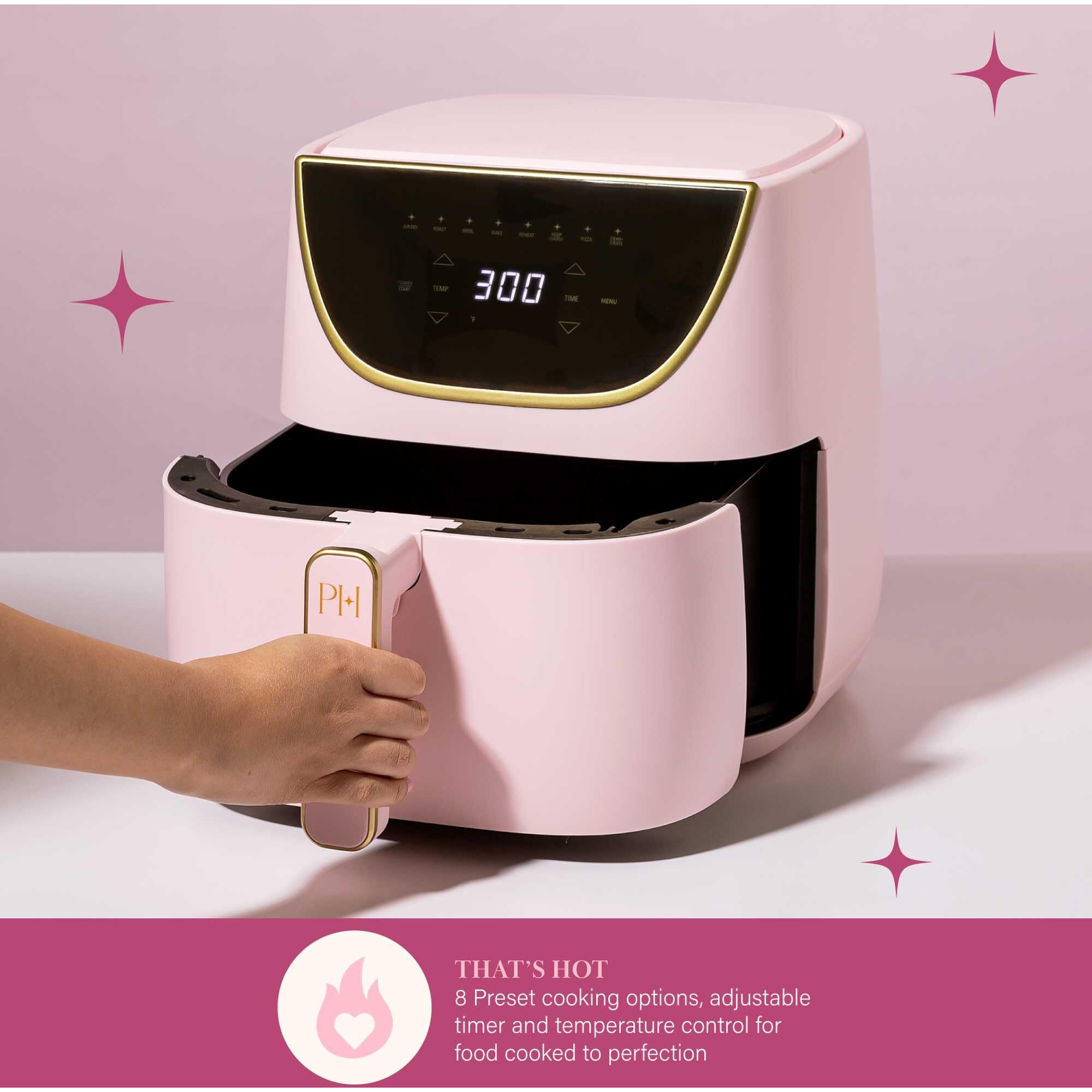 Paris Hilton Air Fryer, Large 6-Quart Capacity, Touchscreen Display, 8-In-1 (Air Fry, Roast, Broil, Bake, Reheat, Keep Warm, Pizza, Dehydrate), Dishwasher Safe And Nonstick Basket And Crisper, Pink