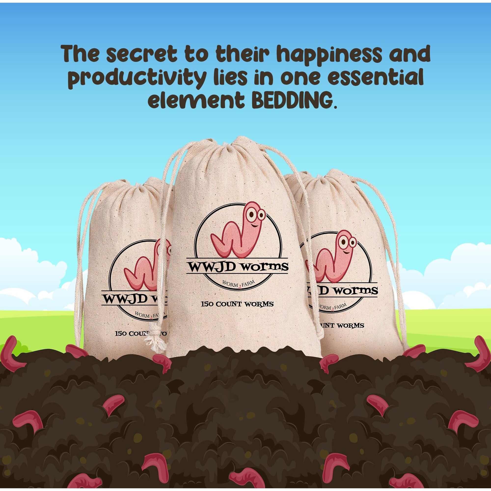 Wwjd Worms Red Wigglers Composting Worms - 2Lb (2000 Count) Red Worms For Composting Bin, Live Worms For Gardening, Live Red Wiggler Worms For Farm Soil, Fishing Worms Live Bait - Compost Worms Live