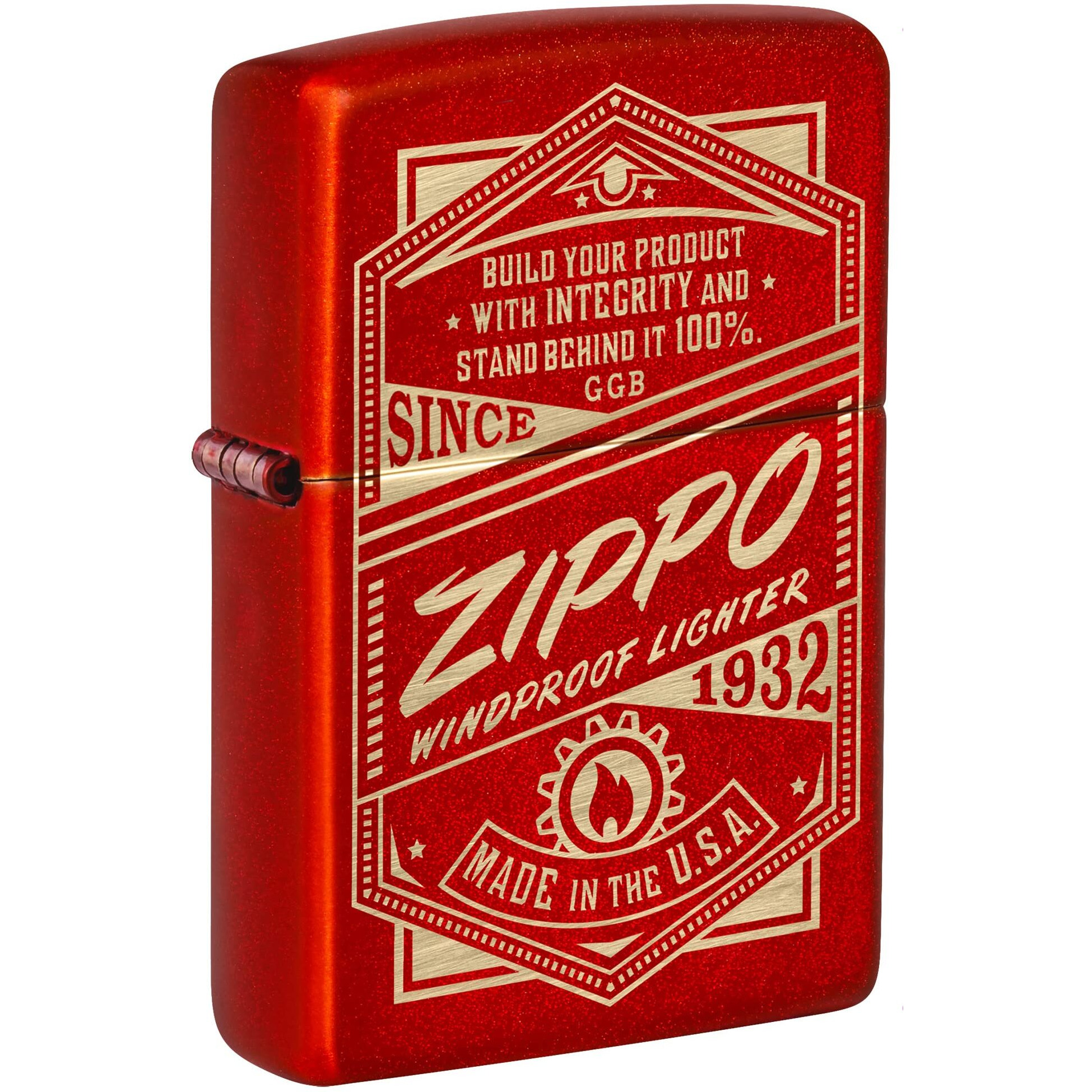 Zippo It Works Design Metallic Red Pocket Lighter