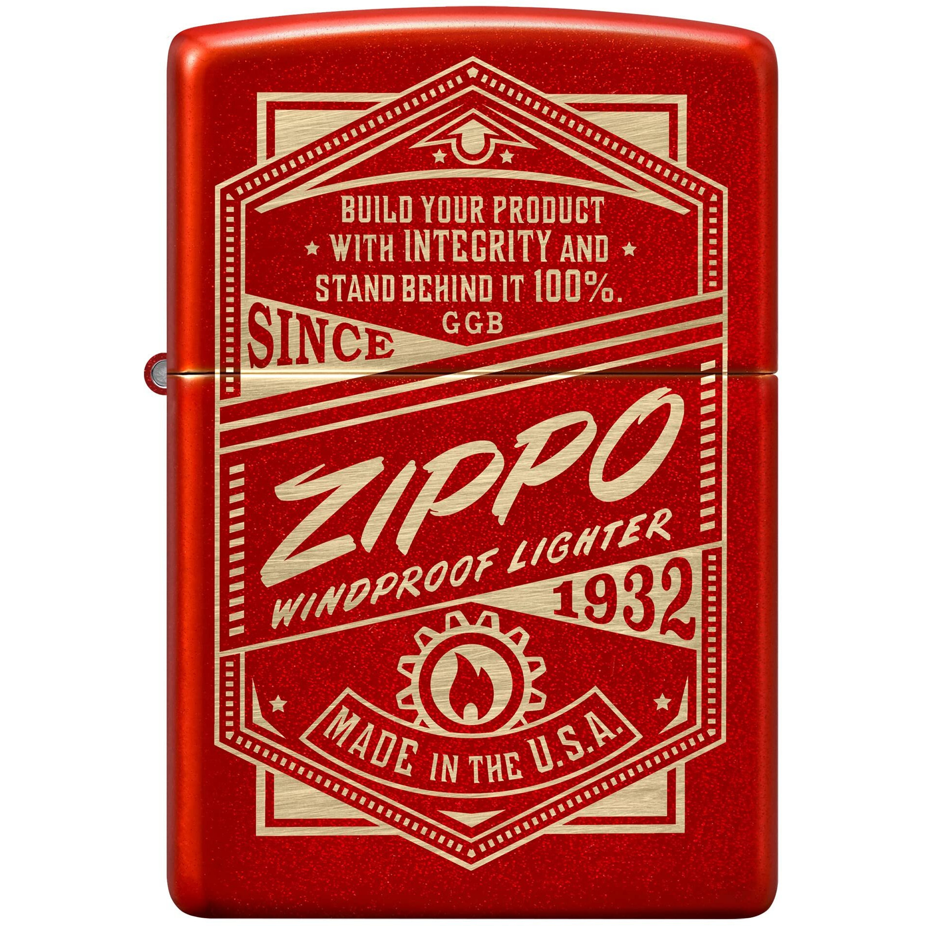 Zippo It Works Design Metallic Red Pocket Lighter