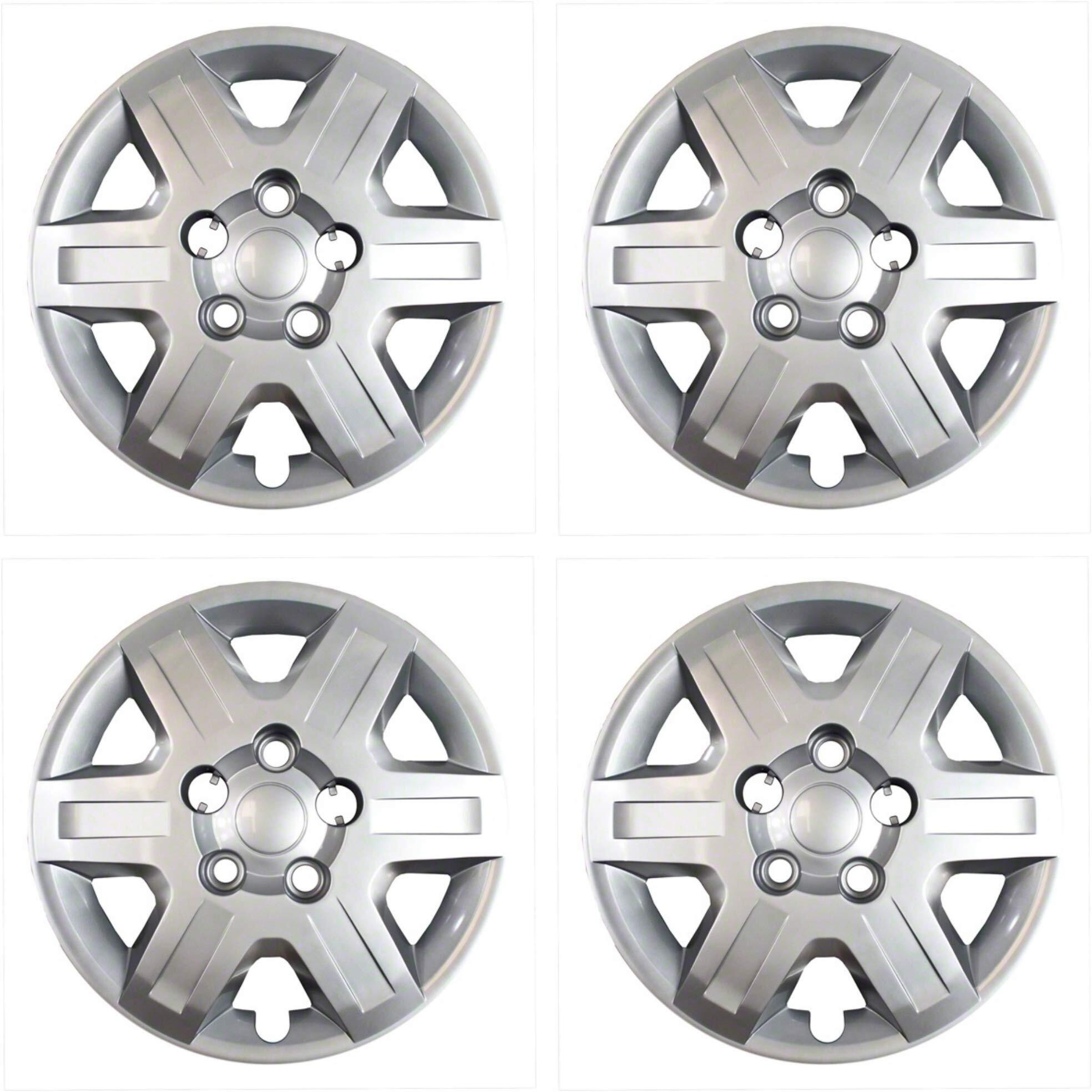 New Wheel Covers Hubcaps Fits 2008-2013 Dodge Grand Caravan 16 Inch 6 Spoke Silver Color Plastic Set Of 4 Bolt On