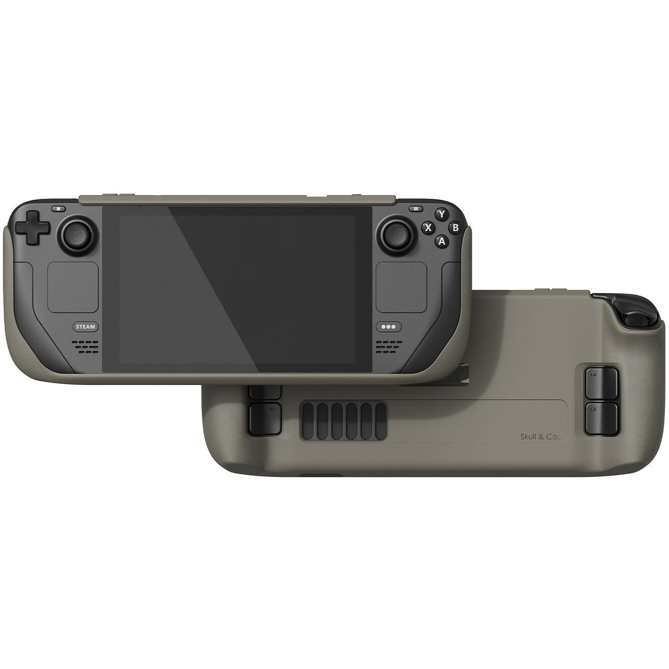 Skull & Co. Gripcase Sd For Steam Deck A Soft Protective Case With Textured Grips Full Protection And Stand, Shock-Absorption Non-Slip And Anti-Scratch Cover Design - Coyote Gray